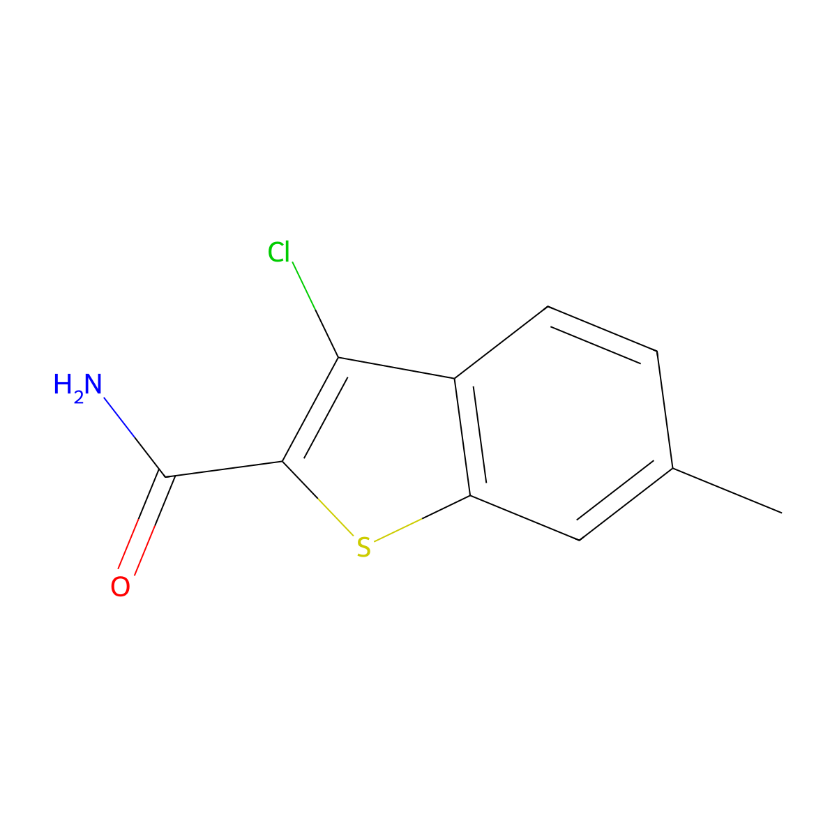 3-Chloro-6-methyl-1-benzothiophene-2-carboxamide molecular structure, CAS 34586-87-3