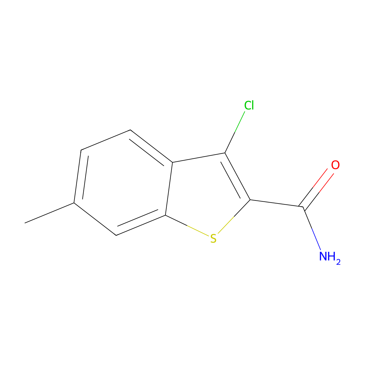 3-Chloro-6-methyl-1-benzothiophene-2-carboxamide molecular structure, CAS 34586-87-3