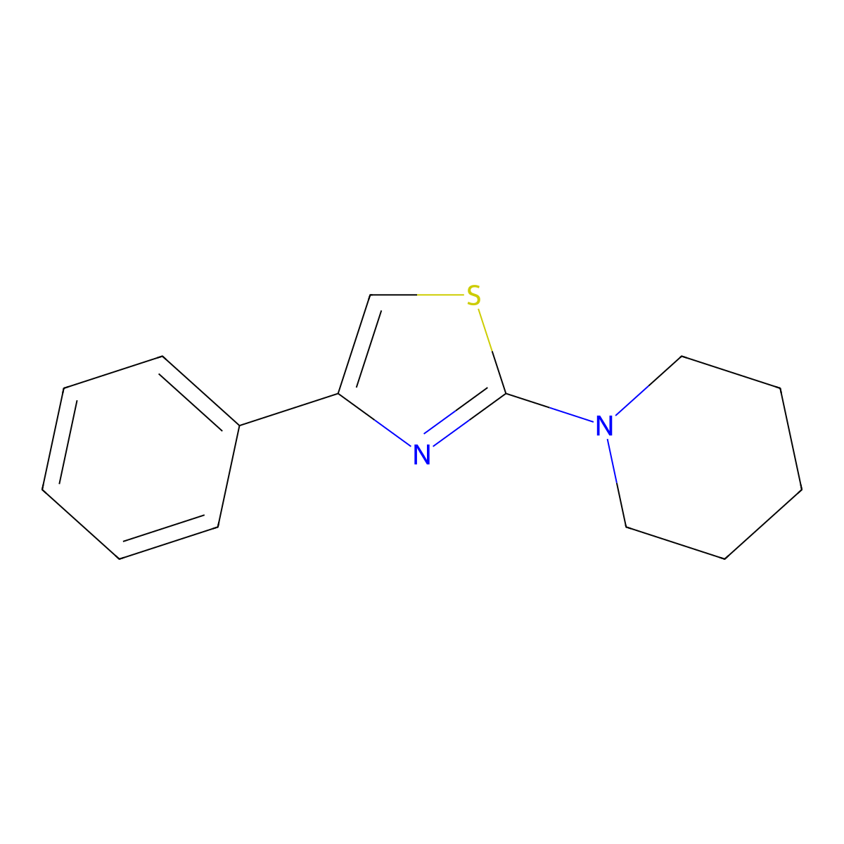 1-(4-Phenyl-1,3-thiazol-2-yl)piperidine molecular structure, CAS 34587-25-2