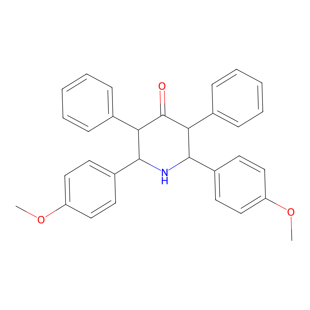 2,6-Bis(4-methoxyphenyl)-3,5-diphenylpiperidin-4-one molecular structure, CAS 345892-32-2