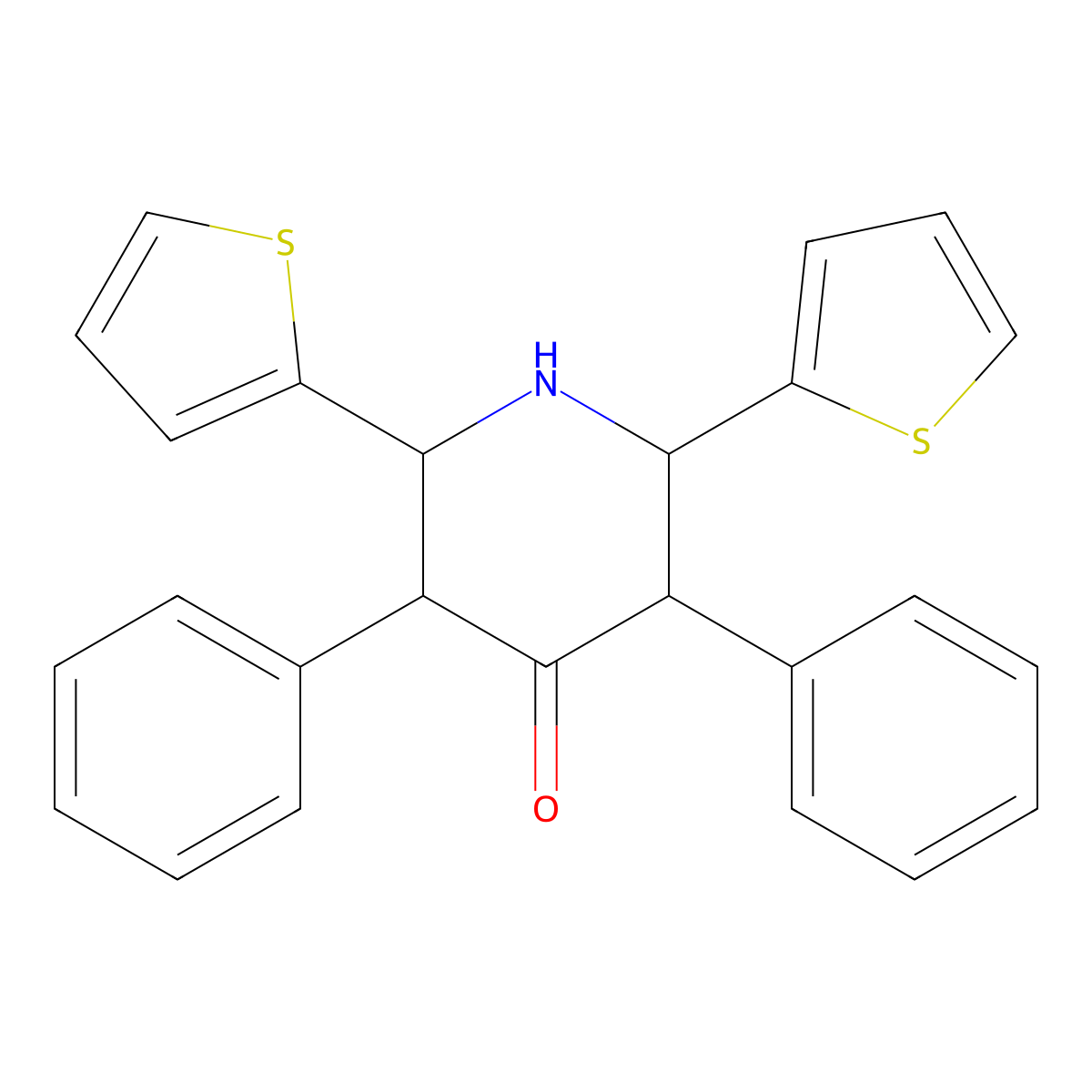 3,5-Diphenyl-2,6-dithiophen-2-ylpiperidin-4-one molecular structure, CAS 345892-35-5