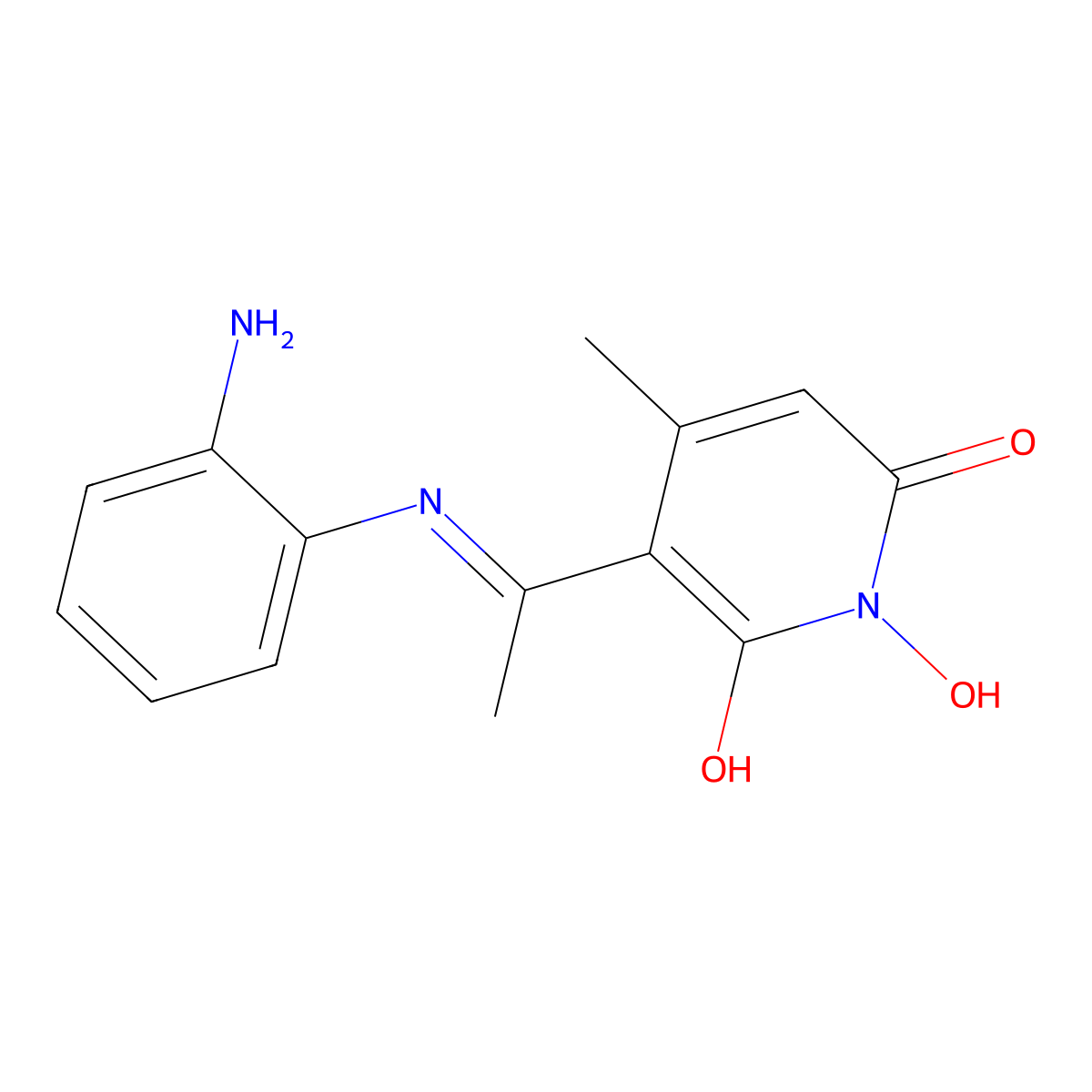 5-(1-((2-Aminophenyl)imino)ethyl)-1,6-dihydroxy-4-methyl-2(1H)-pyridinone molecular structure, CAS 345893-91-6