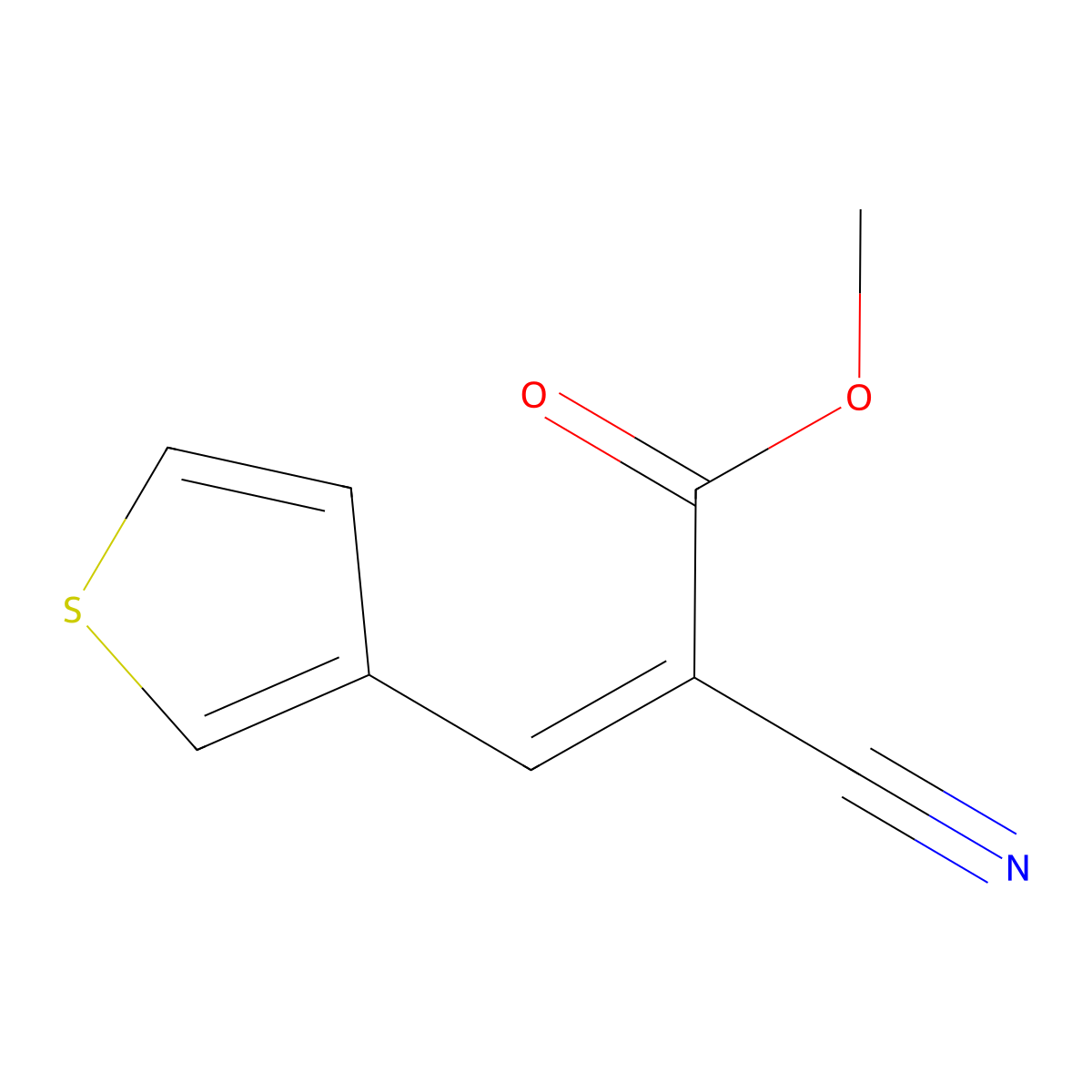 methyl (2Z)-2-cyano-3-(thiophen-3-yl)prop-2-enoate molecular structure, CAS 345906-72-1