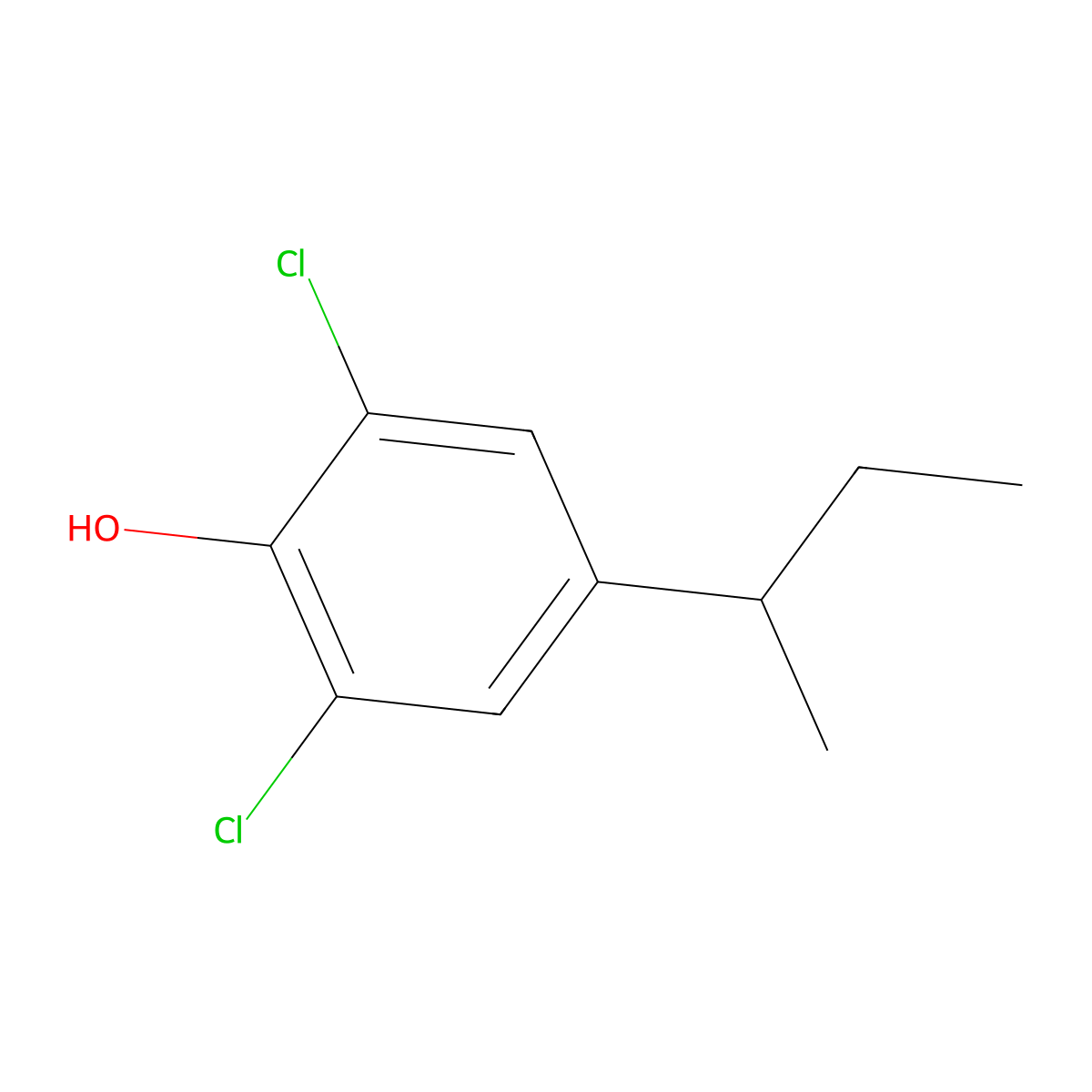 Phenol, 2,6-dichloro-4-(1-methylpropyl)- molecular structure, CAS 34593-74-3