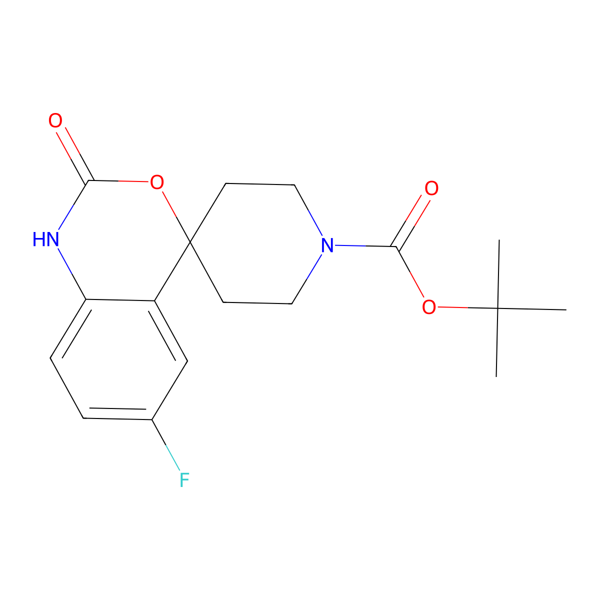 tert-Butyl 6-fluoro-2-oxo-1,2-dihydrospiro[benzo[d][1,3]oxazine-4,4'-piperidine]-1'-carboxylate molecular structure, CAS 345938-08-1