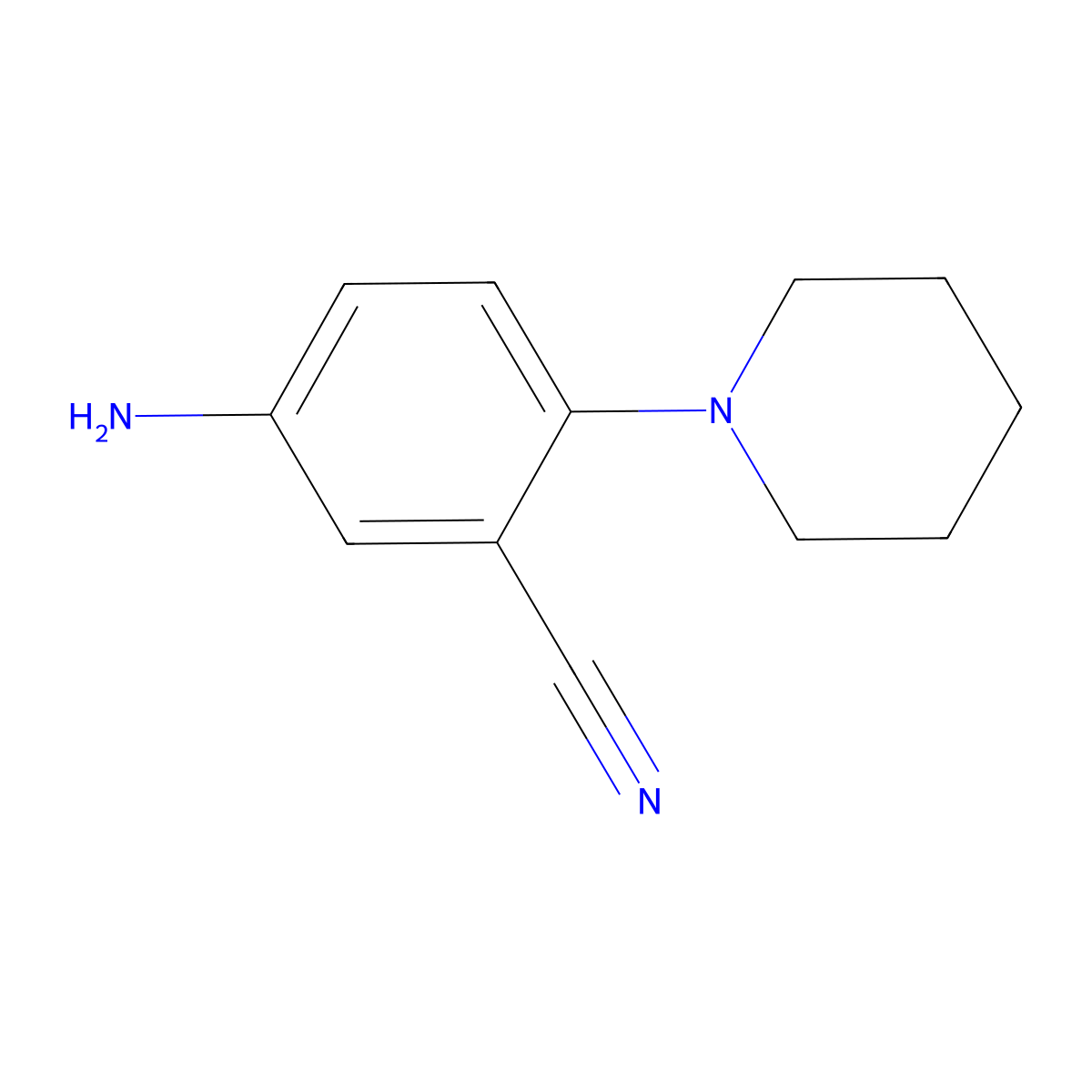 5-Amino-2-(piperidin-1-yl)benzonitrile molecular structure, CAS 34595-33-0