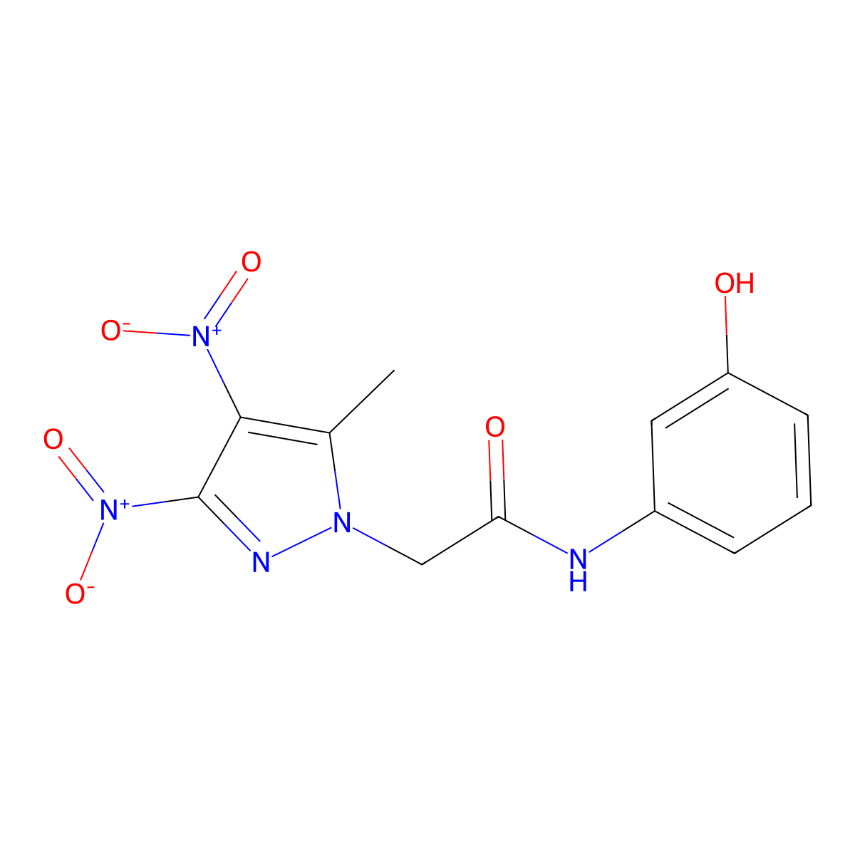 N-(3-hydroxyphenyl)-2-(5-methyl-3,4-dinitro-1H-pyrazol-1-yl)acetamide molecular structure, CAS 345950-88-1