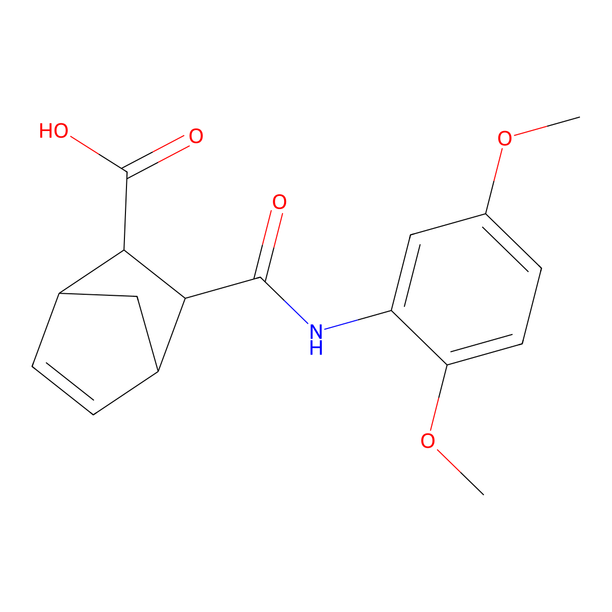 3-[(2,5-Dimethoxyphenyl)carbamoyl]bicyclo[2.2.1]hept-5-ene-2-carboxylic acid molecular structure, CAS 345950-97-2