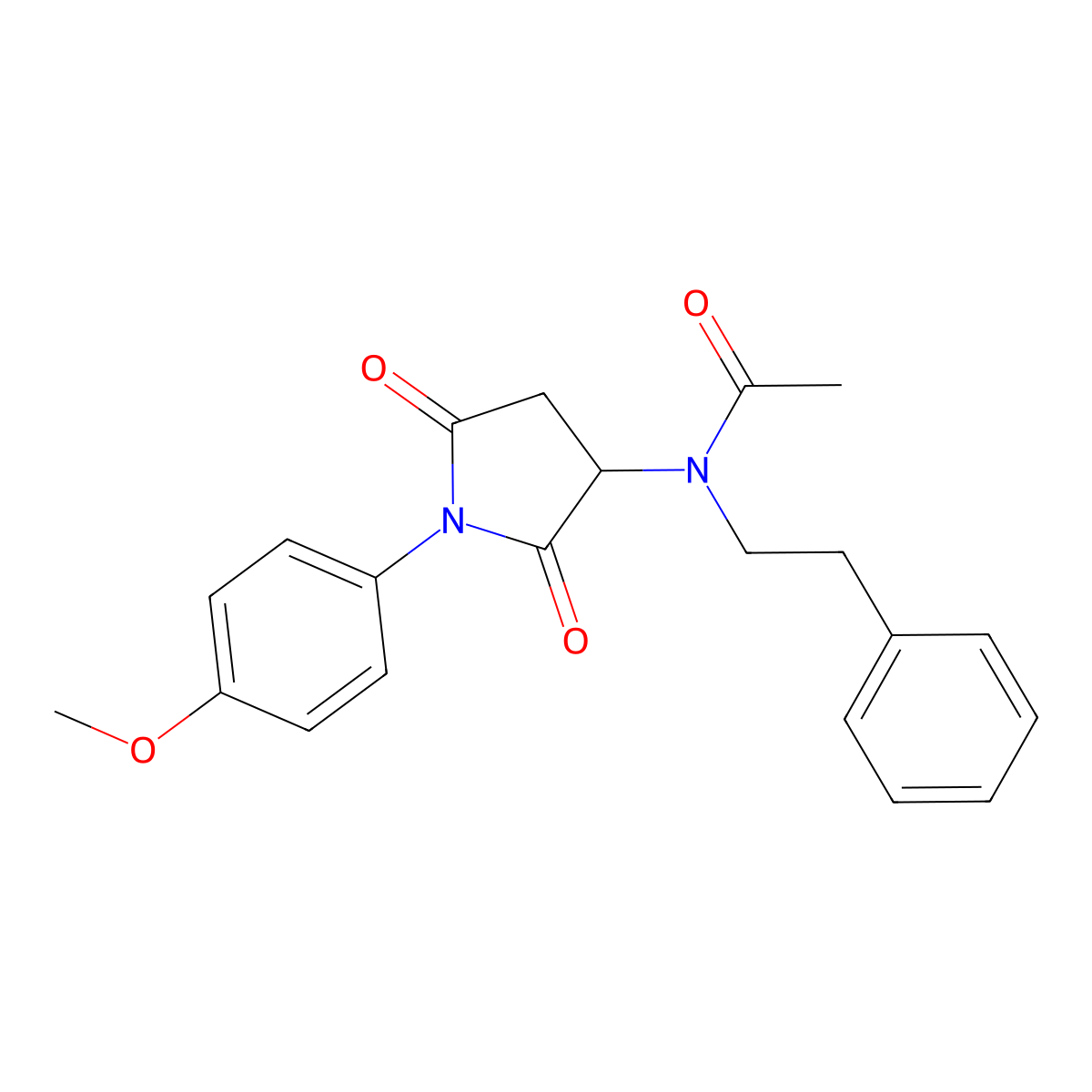 N-[1-(4-methoxyphenyl)-2,5-dioxo-3-pyrrolidinyl]-N-(2-phenylethyl)acetamide molecular structure, CAS 345951-02-2