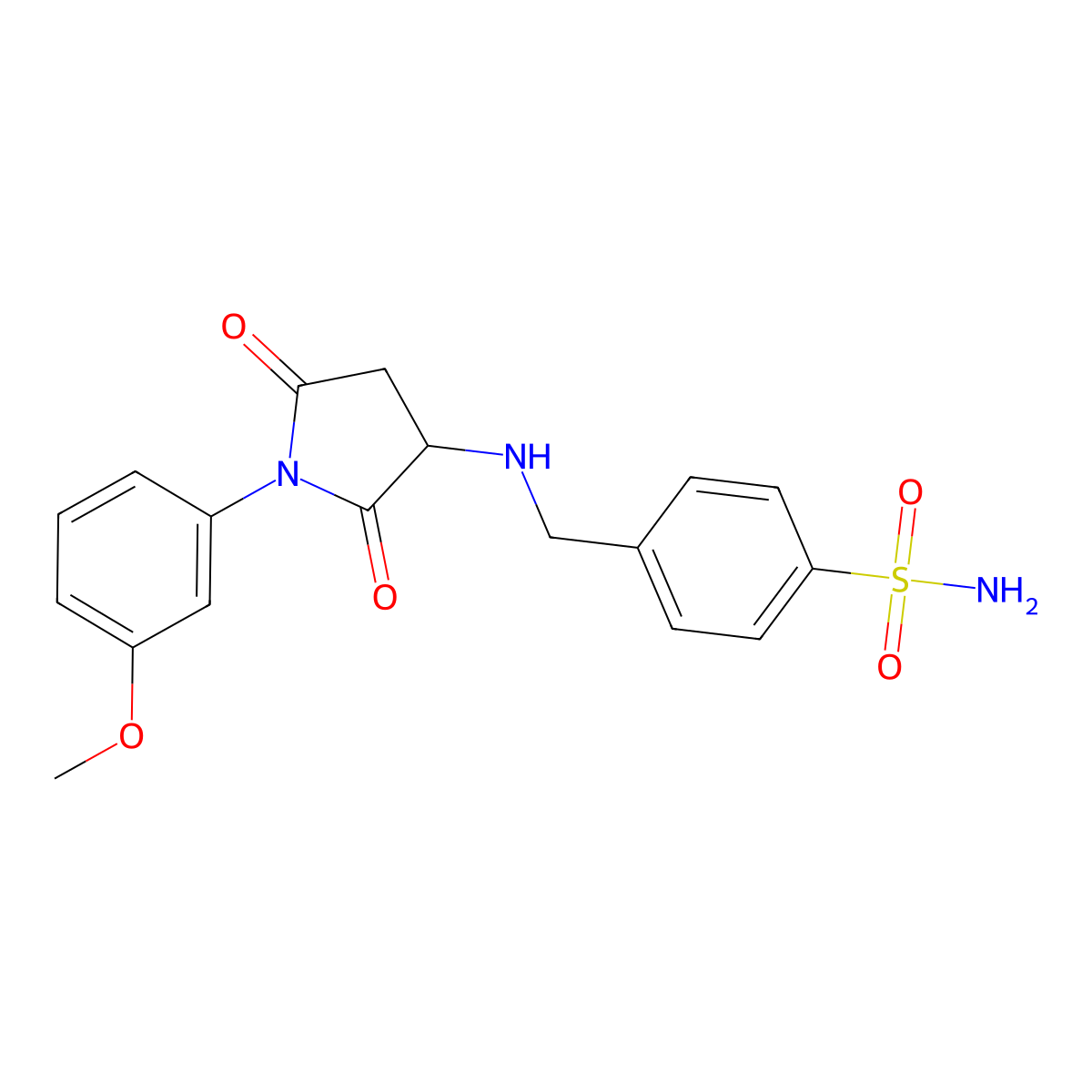 4-[[[1-(3-Methoxyphenyl)-2,5-dioxopyrrolidin-3-yl]amino]methyl]benzenesulfonamide molecular structure, CAS 345951-06-6