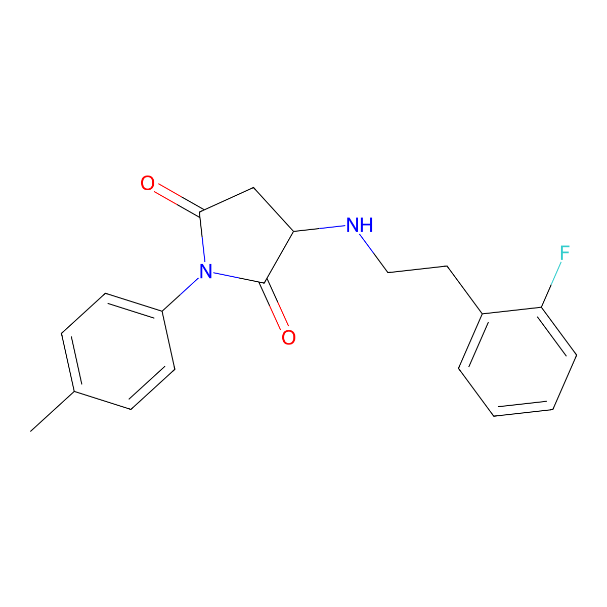 3-[2-(2-Fluorophenyl)ethylamino]-1-(4-methylphenyl)pyrrolidine-2,5-dione molecular structure, CAS 345951-59-9