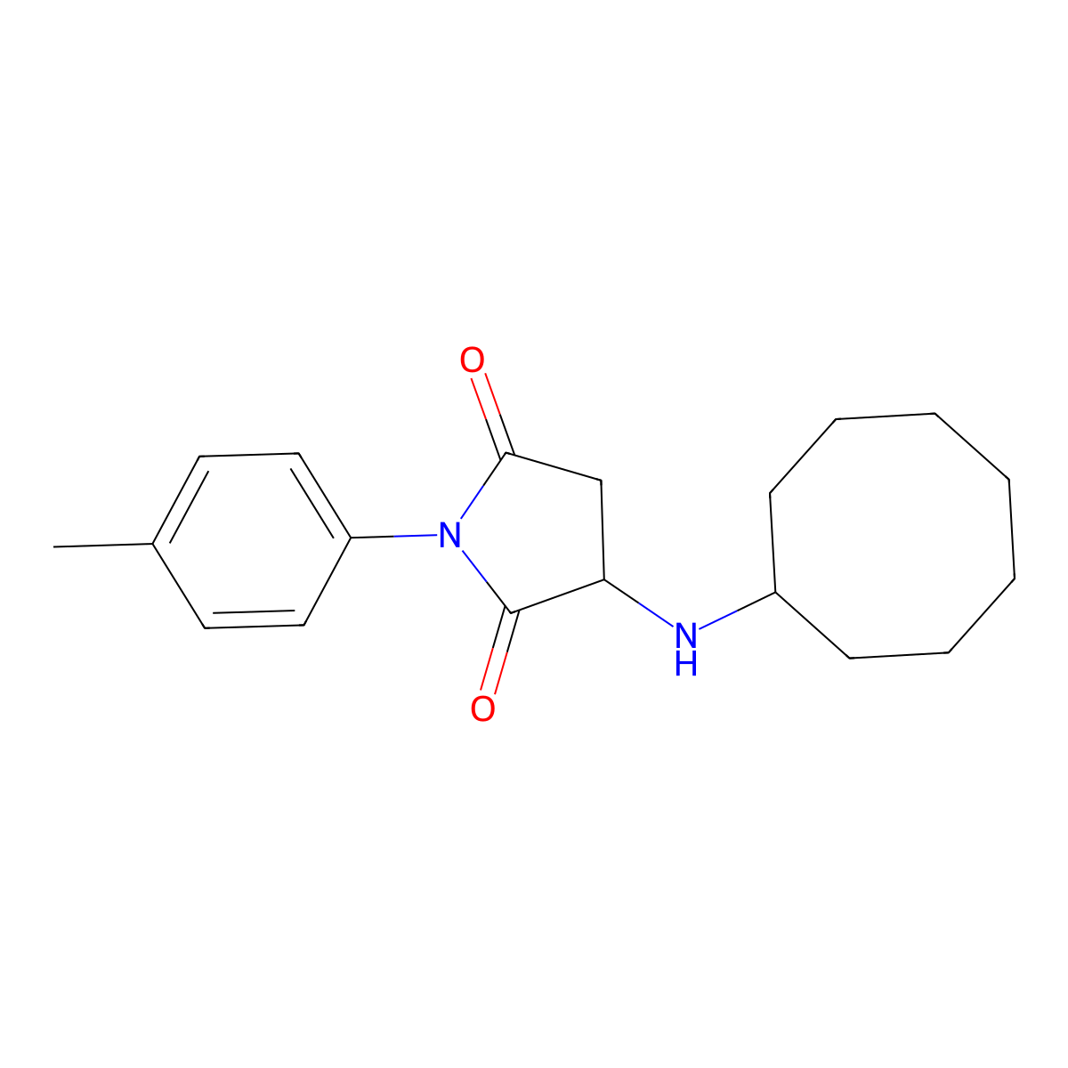 3-(Cyclooctylamino)-1-(4-methylphenyl)pyrrolidine-2,5-dione molecular structure, CAS 345951-60-2