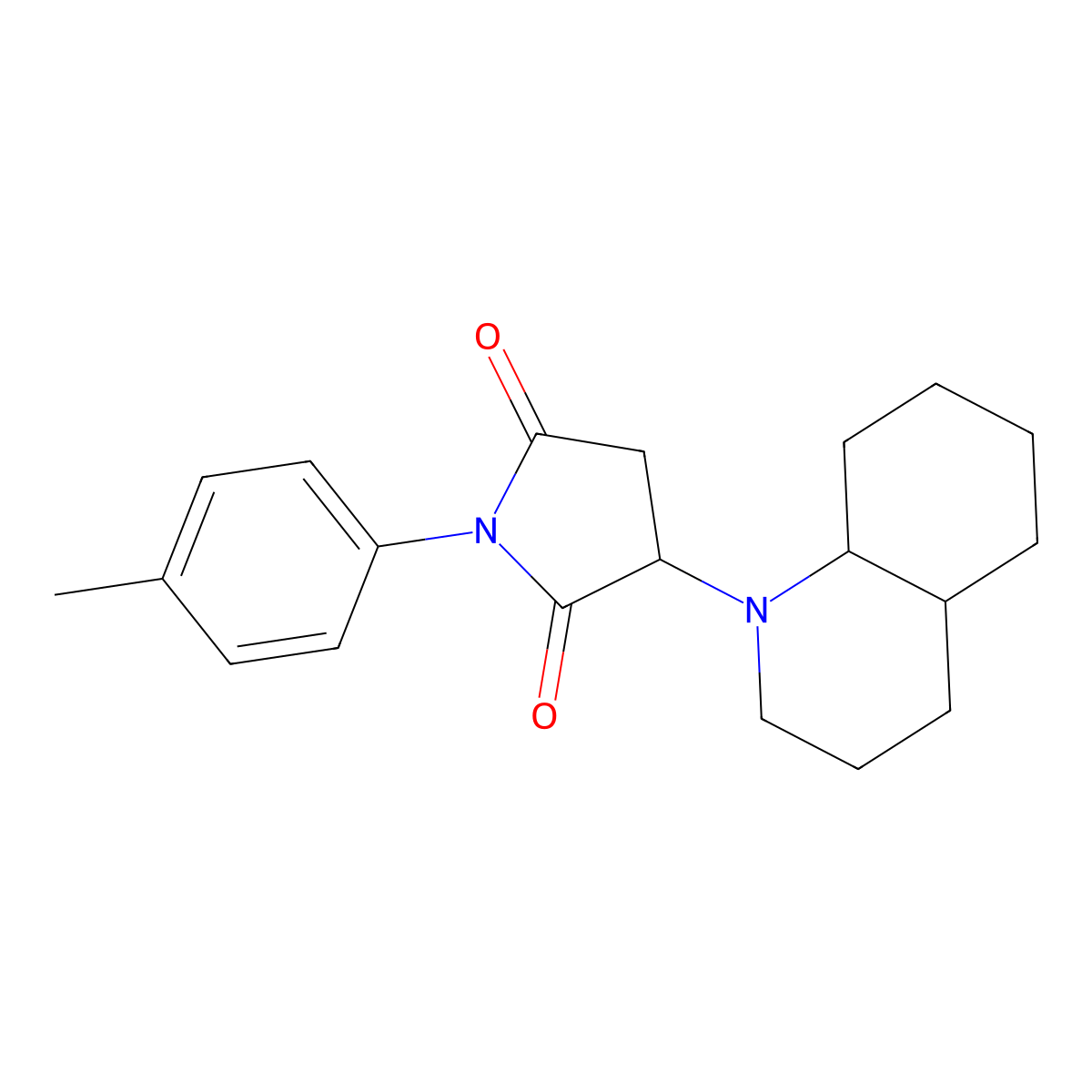 3-(3,4,4a,5,6,7,8,8a-octahydro-2H-quinolin-1-yl)-1-(4-methylphenyl)pyrrolidine-2,5-dione molecular structure, CAS 345951-63-5