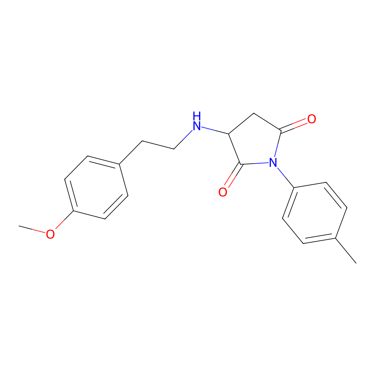 3-[2-(4-Methoxyphenyl)ethylamino]-1-(4-methylphenyl)pyrrolidine-2,5-dione molecular structure, CAS 345951-66-8
