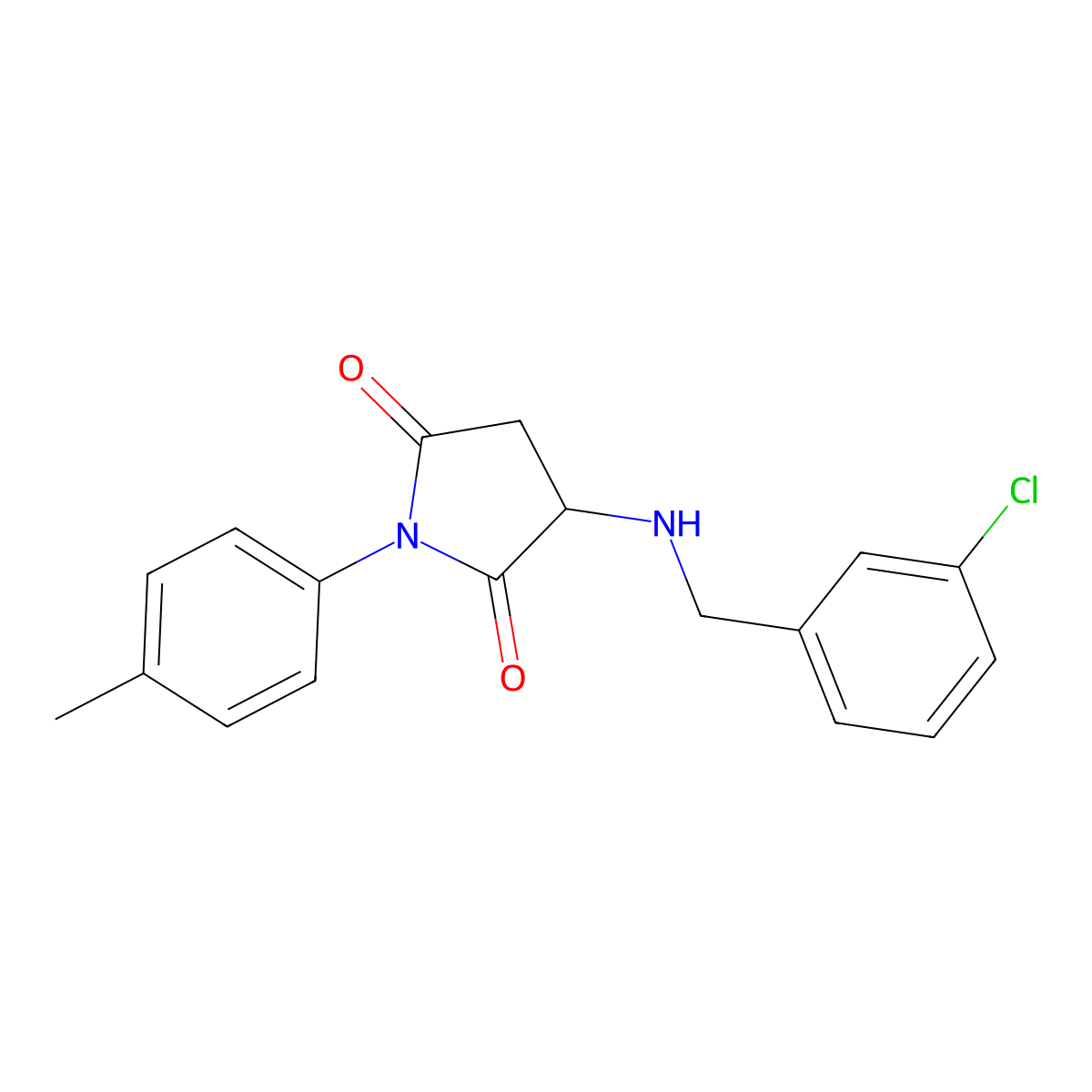 3-[(3-Chlorophenyl)methylamino]-1-(4-methylphenyl)pyrrolidine-2,5-dione molecular structure, CAS 345951-98-6