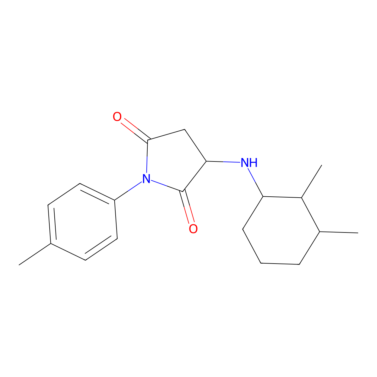 3-[(2,3-Dimethylcyclohexyl)amino]-1-(4-methylphenyl)pyrrolidine-2,5-dione molecular structure, CAS 345952-03-6