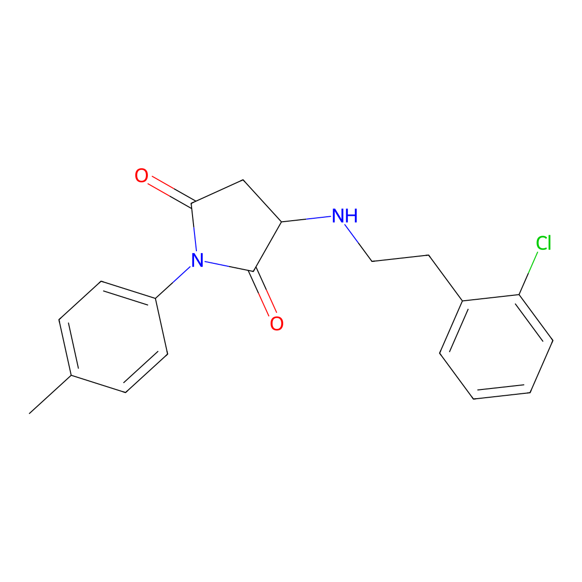 3-[2-(2-Chlorophenyl)ethylamino]-1-(4-methylphenyl)pyrrolidine-2,5-dione molecular structure, CAS 345952-04-7