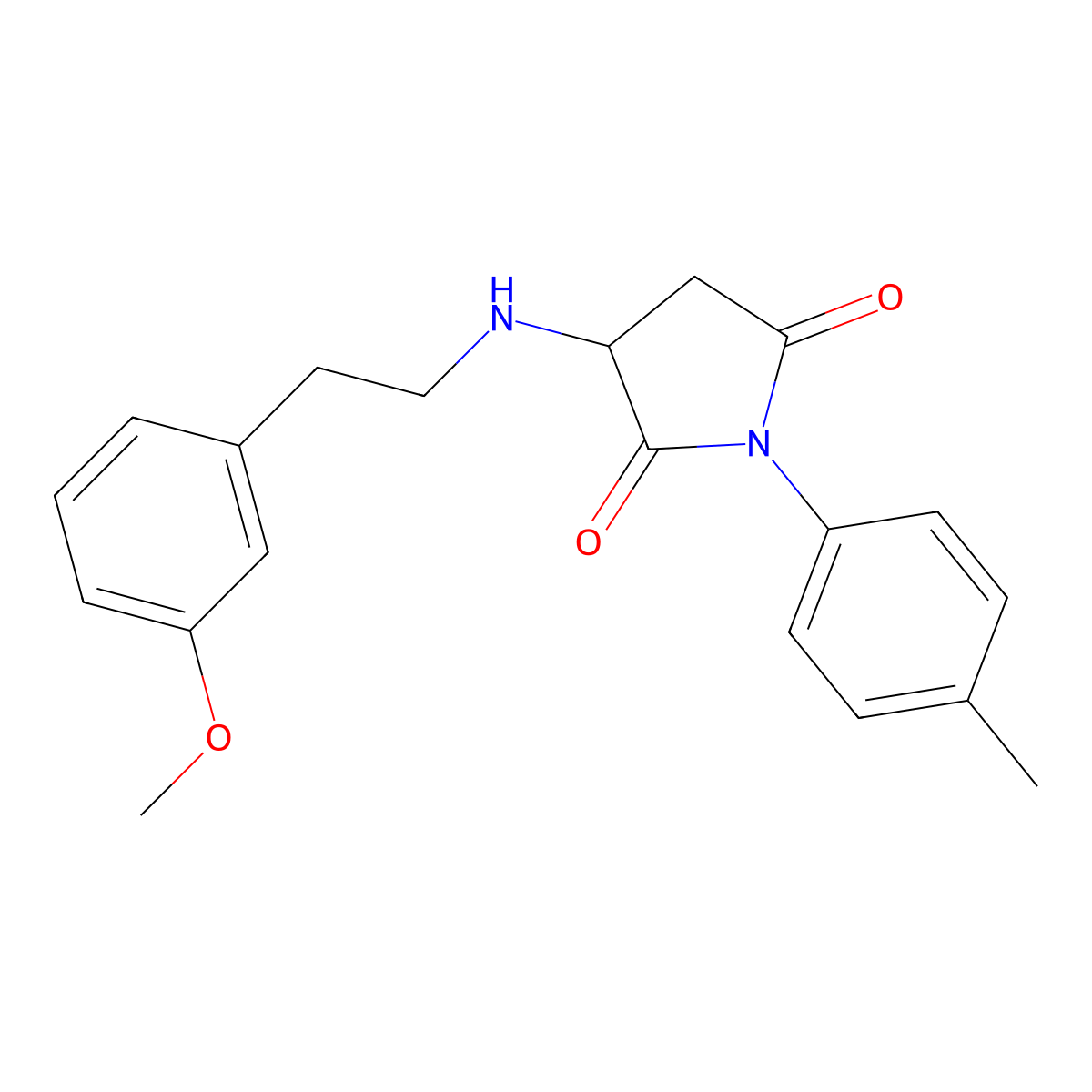 3-[2-(3-Methoxyphenyl)ethylamino]-1-(4-methylphenyl)pyrrolidine-2,5-dione molecular structure, CAS 345952-06-9