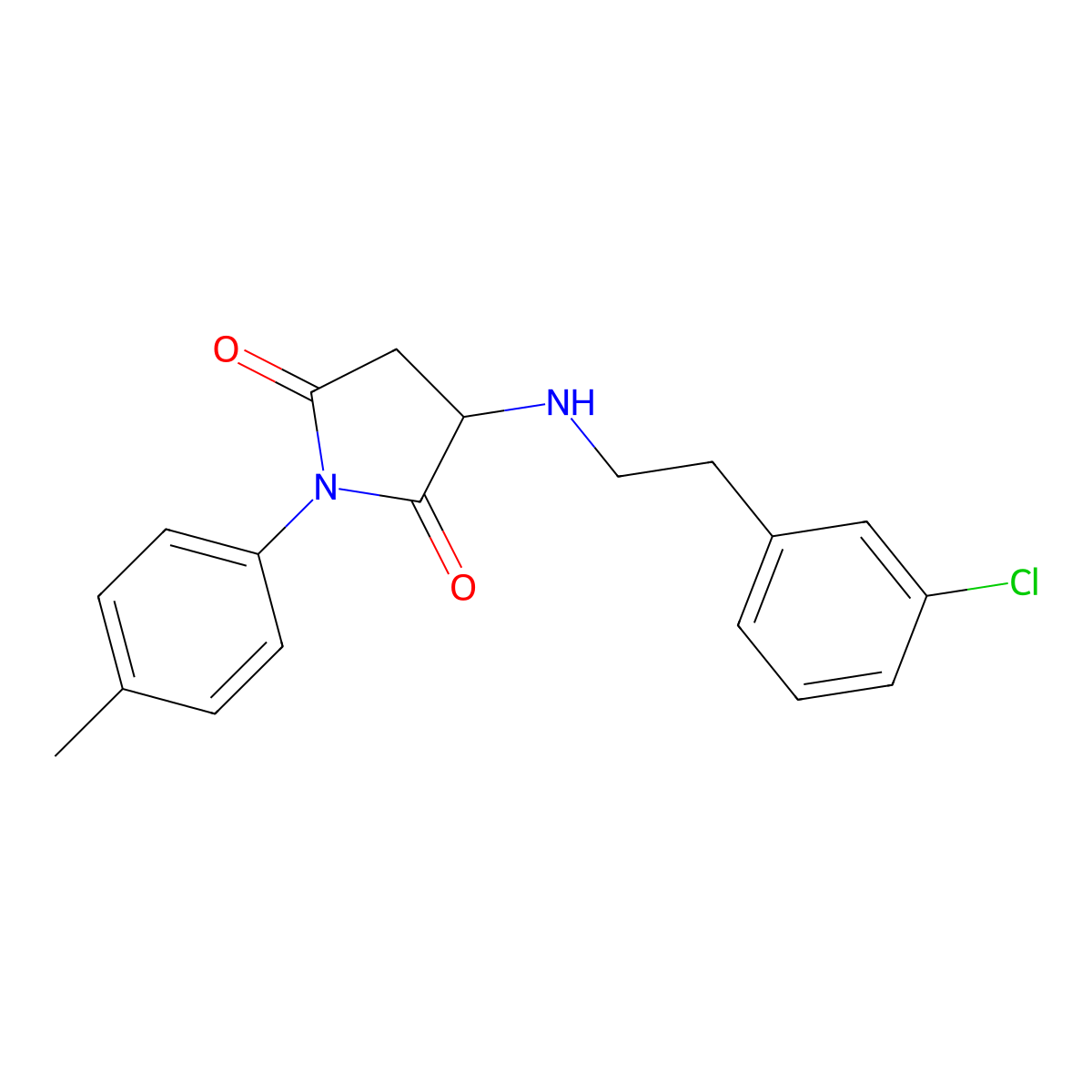 3-[2-(3-Chlorophenyl)ethylamino]-1-(4-methylphenyl)pyrrolidine-2,5-dione molecular structure, CAS 345952-07-0
