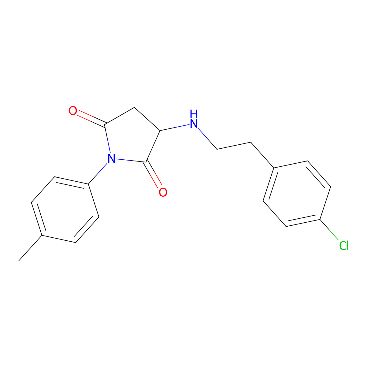 3-{[2-(4-Chlorophenyl)ethyl]amino}-1-(4-methylphenyl)pyrrolidine-2,5-dione molecular structure, CAS 345952-10-5