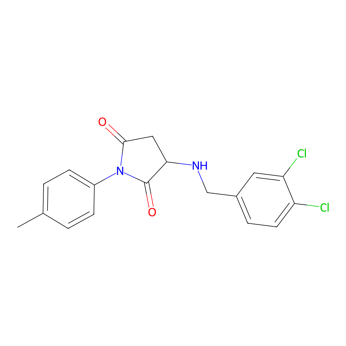 3-[(3,4-Dichlorophenyl)methylamino]-1-(4-methylphenyl)pyrrolidine-2,5-dione molecular structure, CAS 345952-11-6