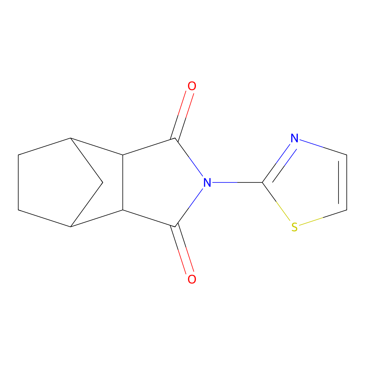 2-(1,3-thiazol-2-yl)hexahydro-1H-4,7-methanoisoindole-1,3(2H)-dione molecular structure, CAS 345952-83-2