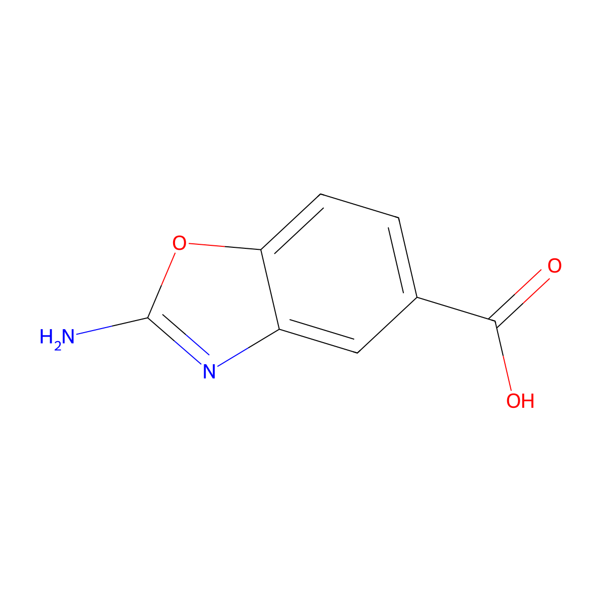 2-Amino-1,3-benzoxazole-5-carboxylic acid molecular structure, CAS 345958-13-6