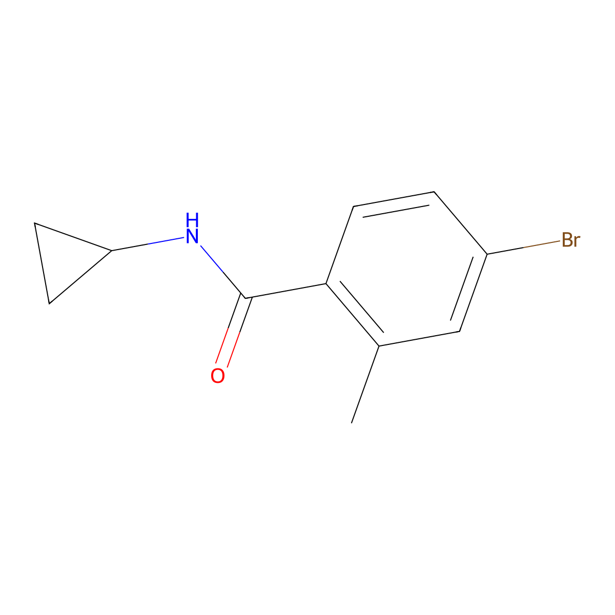 4-bromo-N-cyclopropyl-2-methylbenzamide molecular structure, CAS 345965-99-3