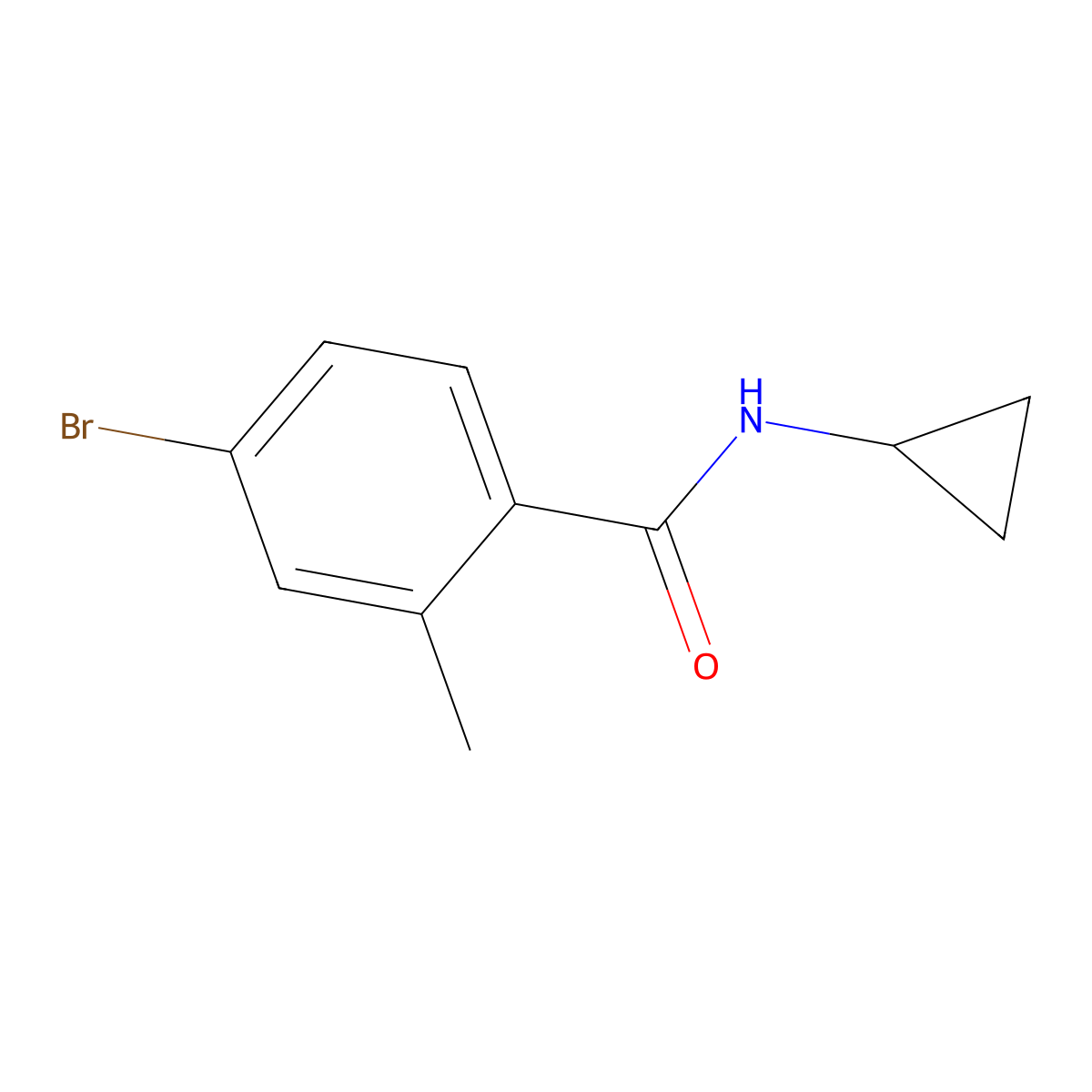 4-bromo-N-cyclopropyl-2-methylbenzamide molecular structure, CAS 345965-99-3