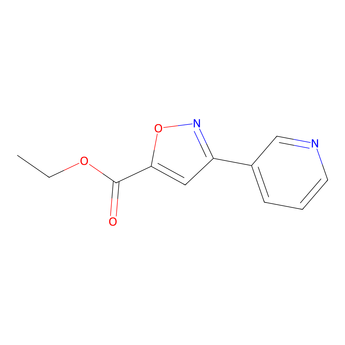 Ethyl 3-(pyridin-3-yl)-1,2-oxazole-5-carboxylate molecular structure, CAS 345967-81-9