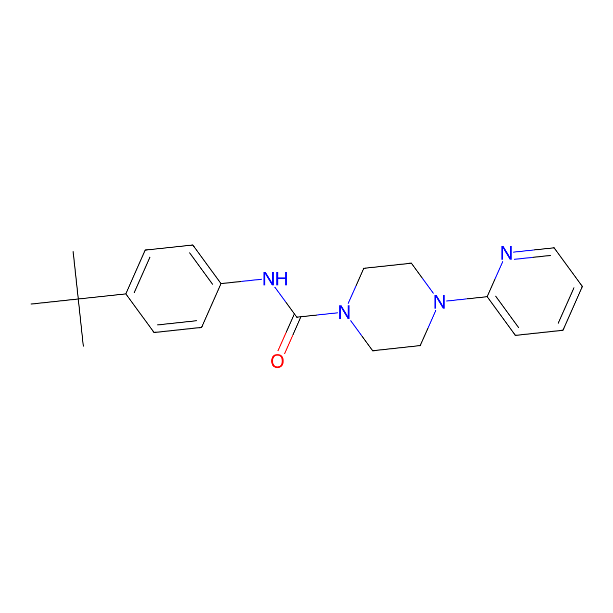 N-(4-tert-butylphenyl)-4-(pyridin-2-yl)piperazine-1-carboxamide molecular structure, CAS 345972-68-1