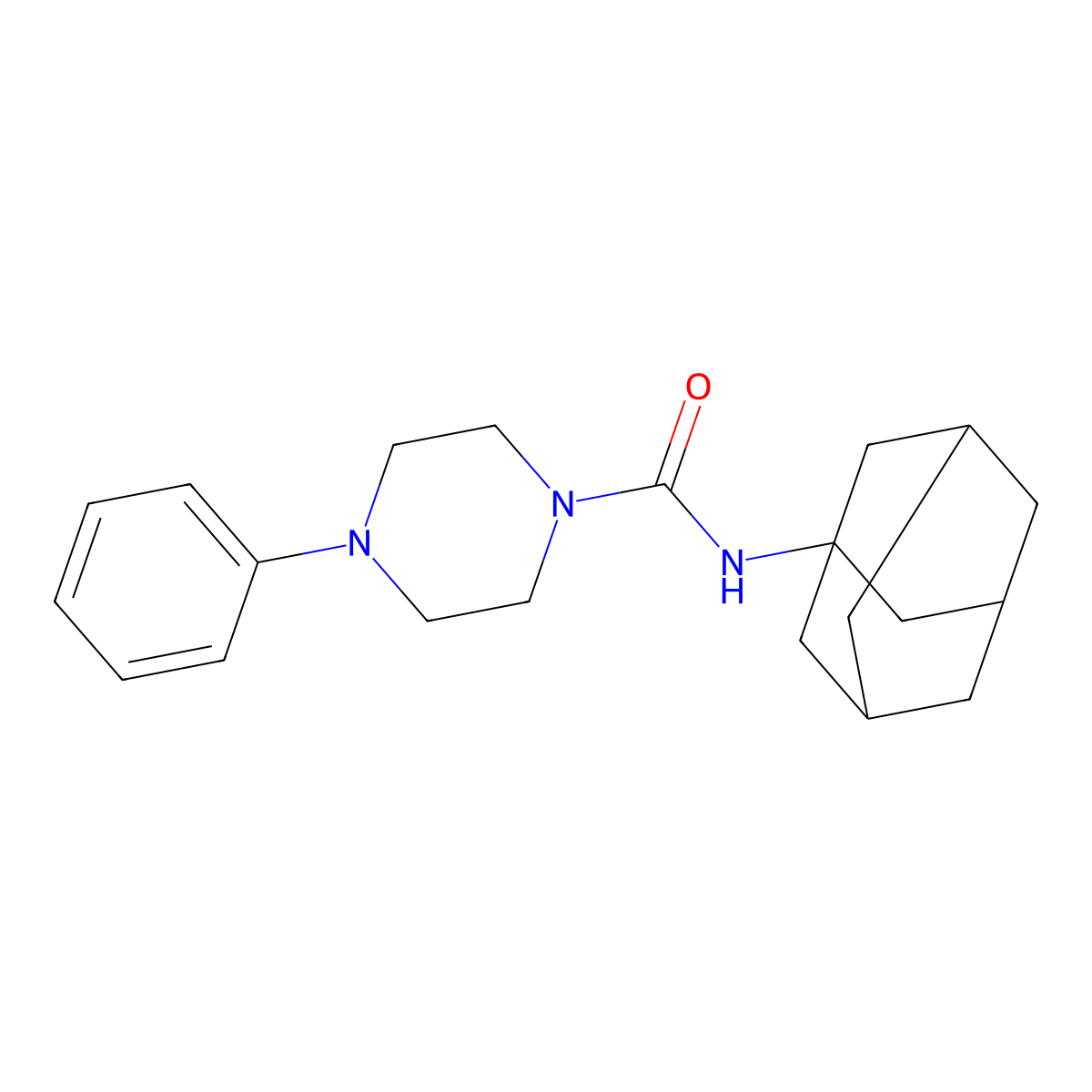 N-adamantanyl(4-phenylpiperazinyl)carboxamide molecular structure, CAS 345973-04-8