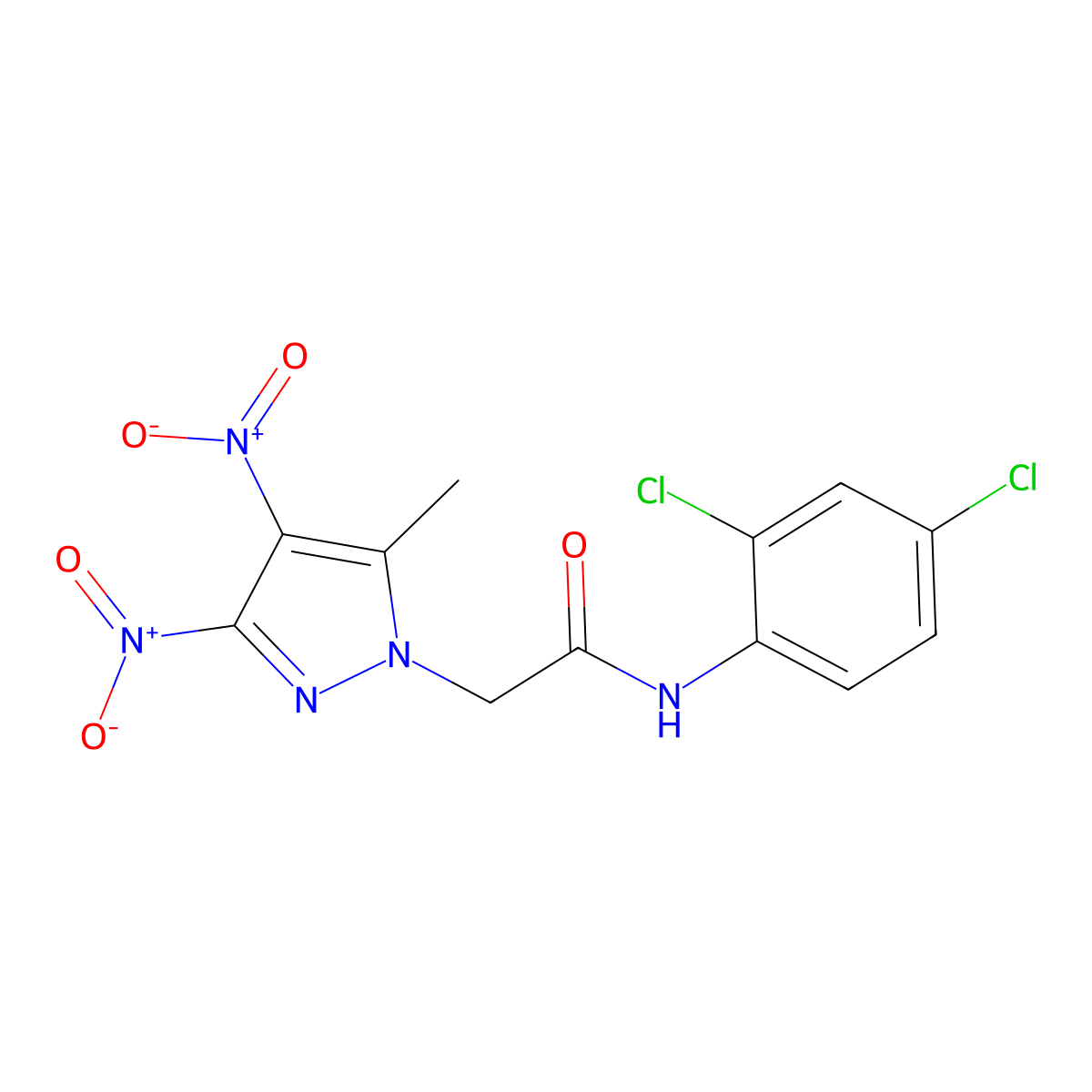 2-{3,4-dinitro-5-methyl-1H-pyrazol-1-yl}-N-(2,4-dichlorophenyl)acetamide molecular structure, CAS 345977-38-0