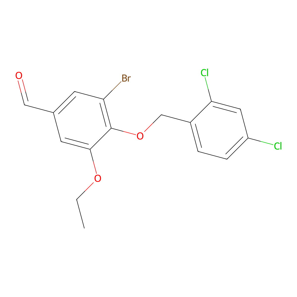 3-Bromo-4-[(2,4-dichlorobenzyl)oxy]-5-ethoxybenzaldehyde molecular structure, CAS 345980-30-5