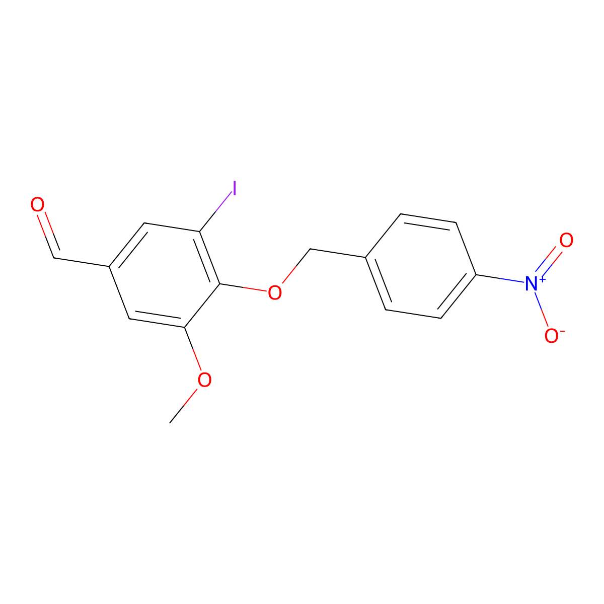 3-Iodo-5-methoxy-4-[(4-nitrobenzyl)oxy]benzaldehyde molecular structure, CAS 345981-30-8