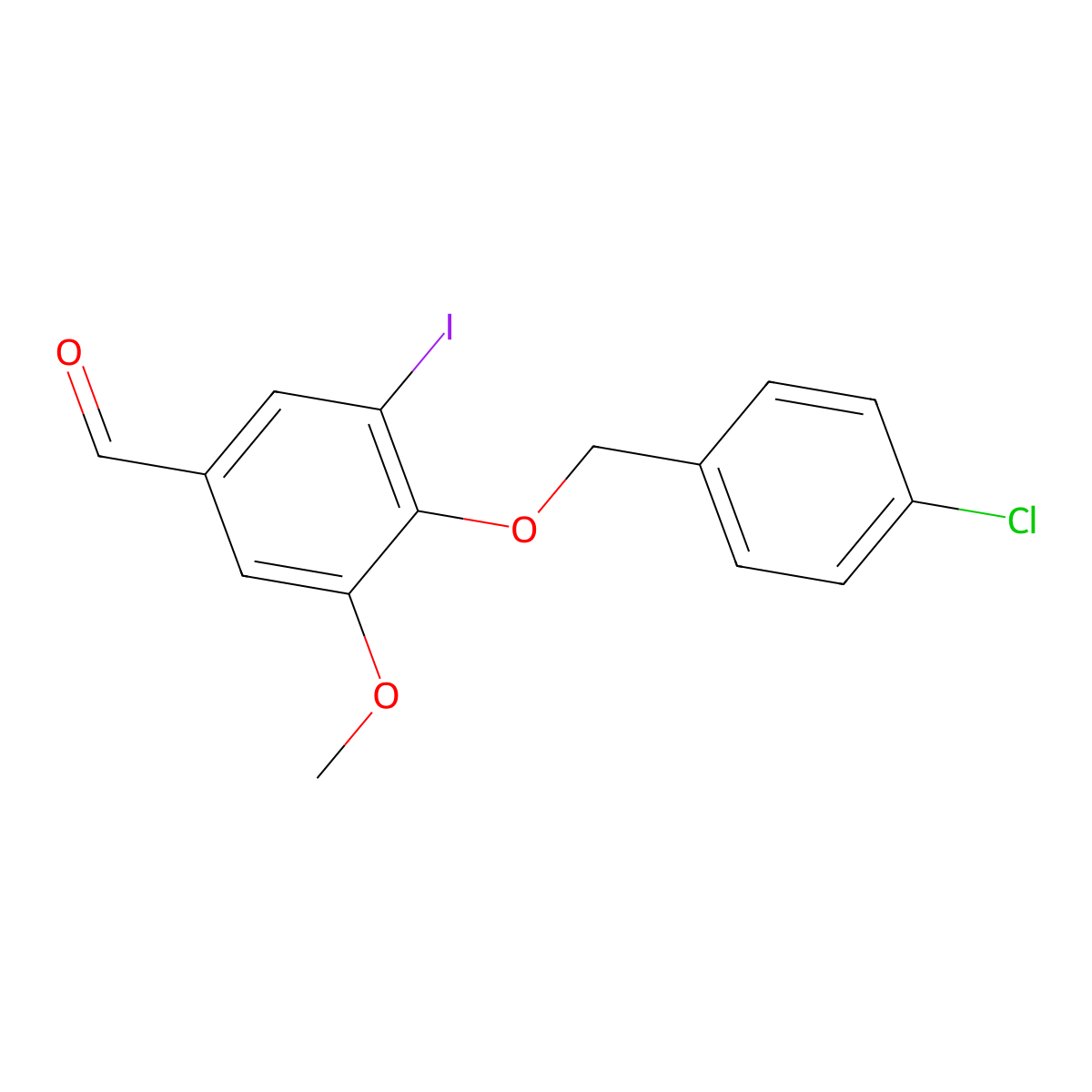 4-[(4-Chlorobenzyl)oxy]-3-iodo-5-methoxybenzaldehyde molecular structure, CAS 345983-01-9