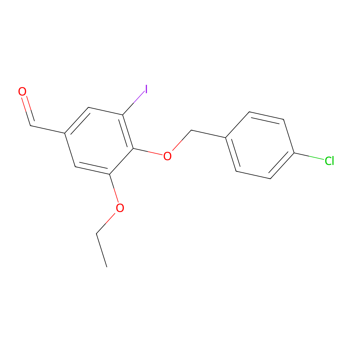 4-[(4-Chlorobenzyl)oxy]-3-ethoxy-5-iodobenzaldehyde molecular structure, CAS 345983-03-1