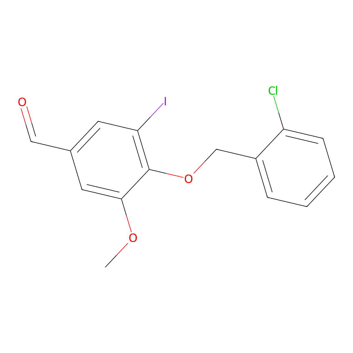 4-[(2-Chlorobenzyl)oxy]-3-iodo-5-methoxybenzaldehyde molecular structure, CAS 345985-63-9
