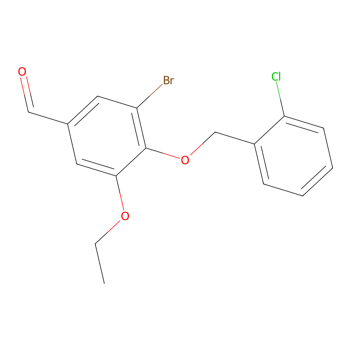 3-Bromo-4-[(2-chlorobenzyl)oxy]-5-ethoxybenzaldehyde molecular structure, CAS 345985-66-2