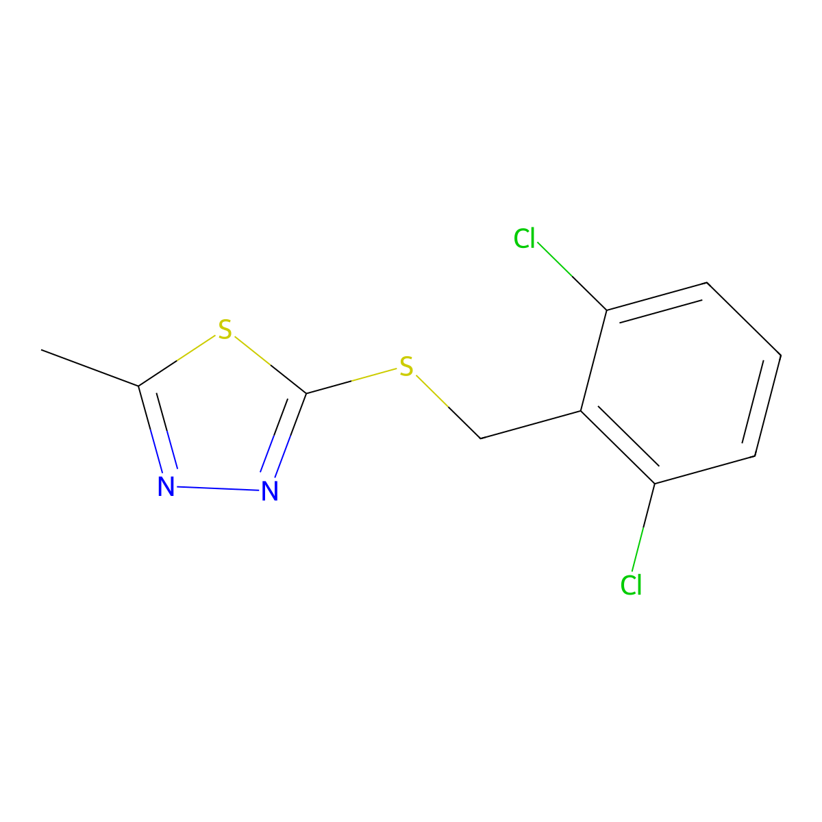 2-[(2,6-Dichlorophenyl)methylsulfanyl]-5-methyl-1,3,4-thiadiazole molecular structure, CAS 345987-23-7