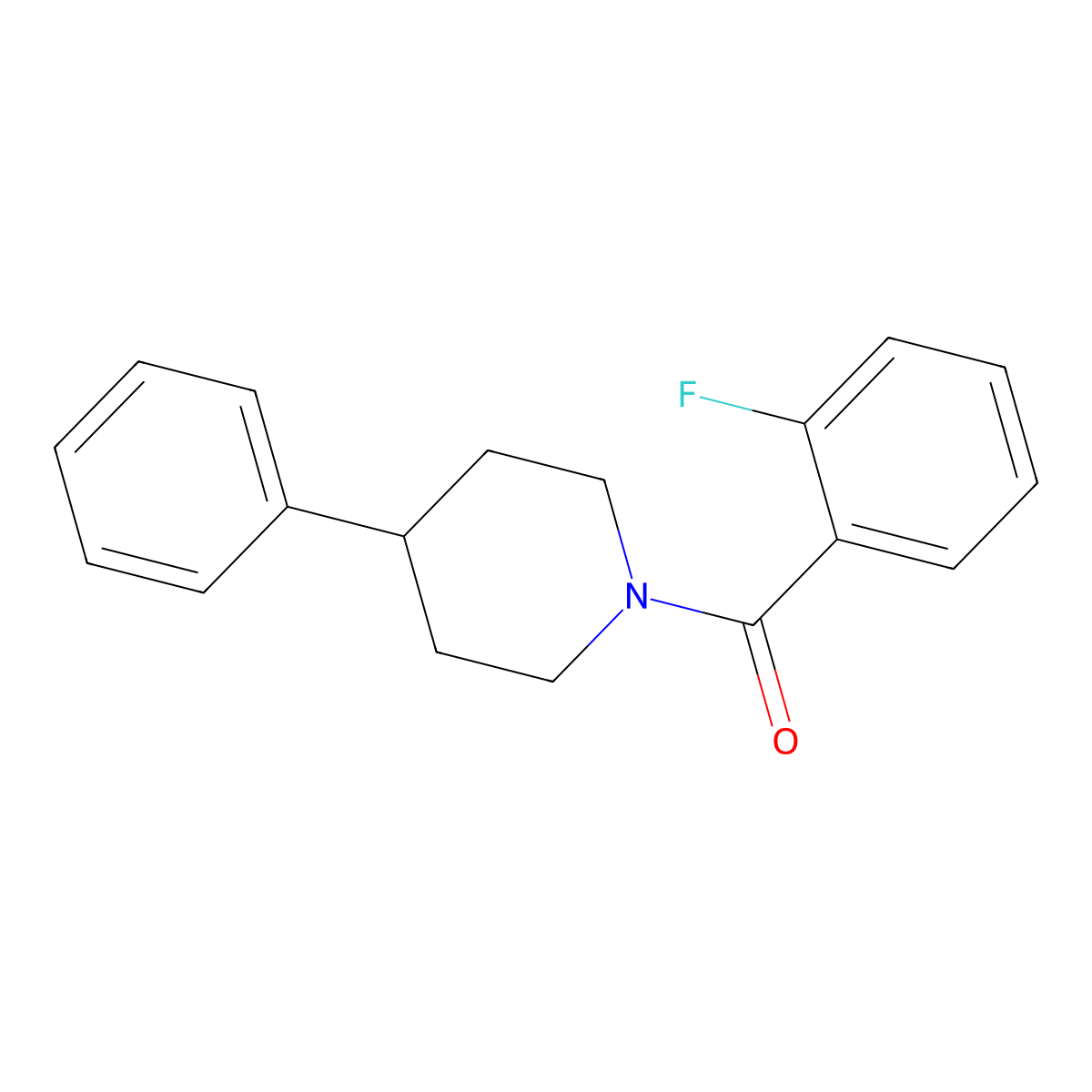 (2-Fluorophenyl)-(4-phenylpiperidin-1-yl)methanone molecular structure, CAS 345987-58-8