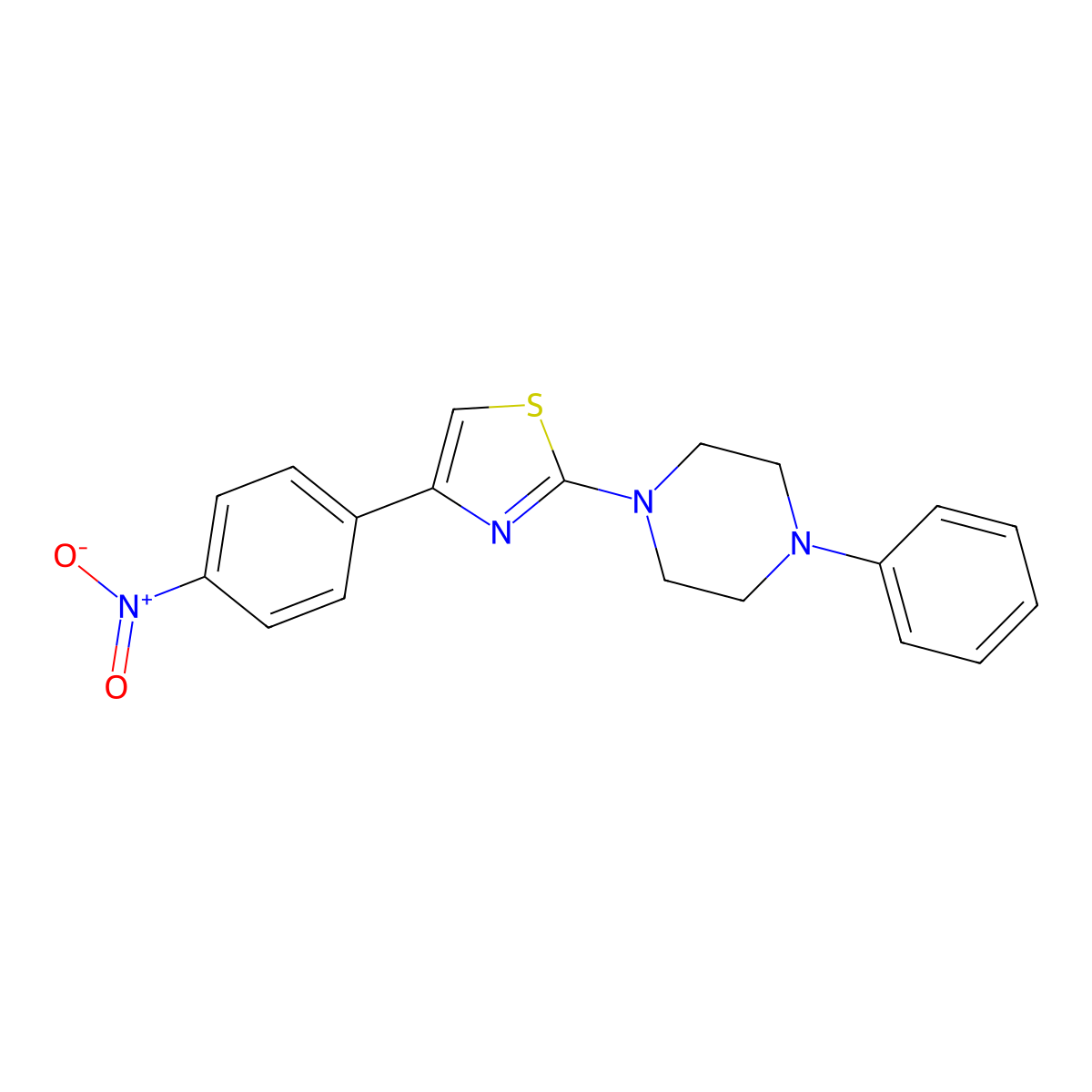 4-(4-Nitrophenyl)-2-(4-phenylpiperazin-1-yl)-1,3-thiazole molecular structure, CAS 345987-65-7