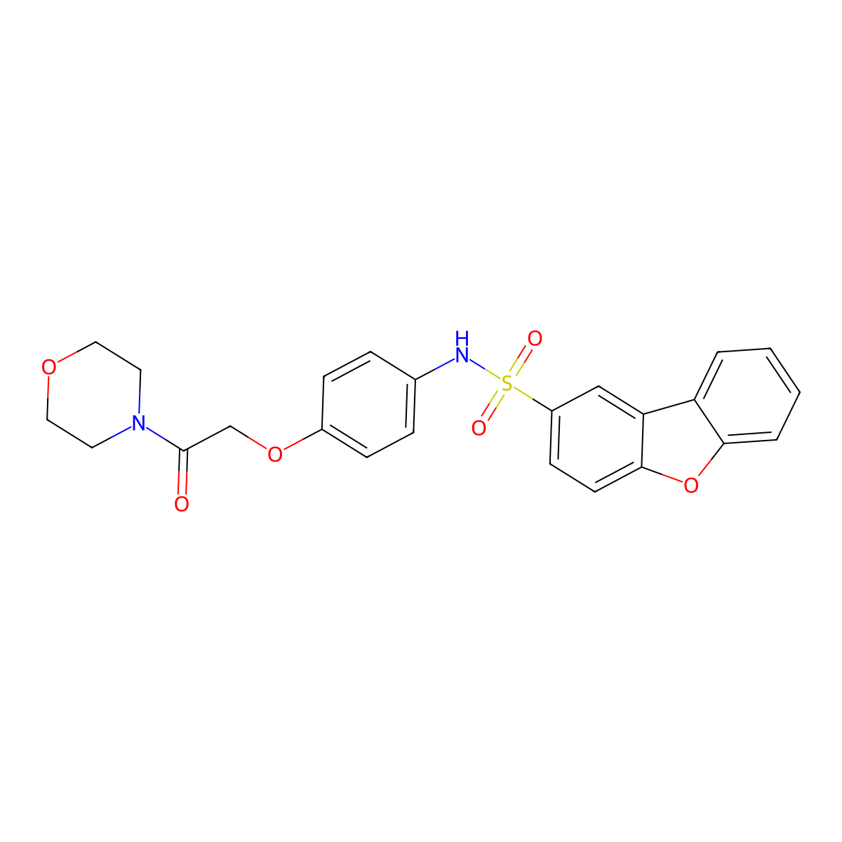 N-[4-(2-morpholin-4-yl-2-oxoethoxy)phenyl]dibenzofuran-2-sulfonamide molecular structure, CAS 345987-68-0