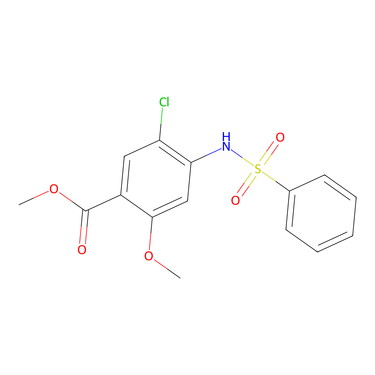 Methyl 5-chloro-2-methoxy-4-[(phenylsulfonyl)amino]benzoate molecular structure, CAS 345987-86-2
