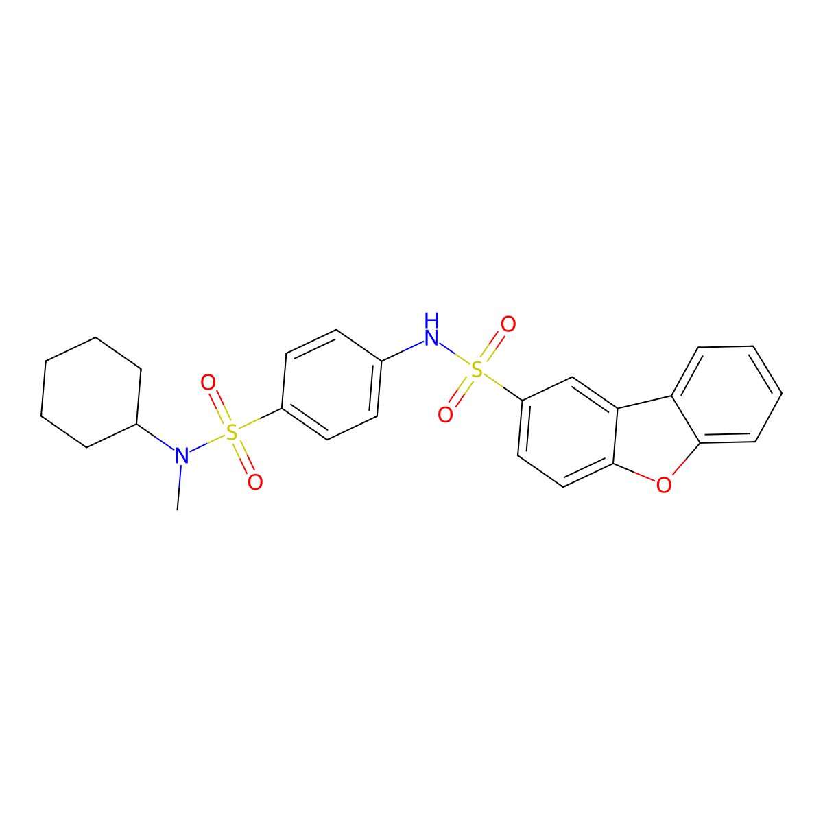 N-[4-[cyclohexyl(methyl)sulfamoyl]phenyl]dibenzofuran-2-sulfonamide molecular structure, CAS 345987-88-4