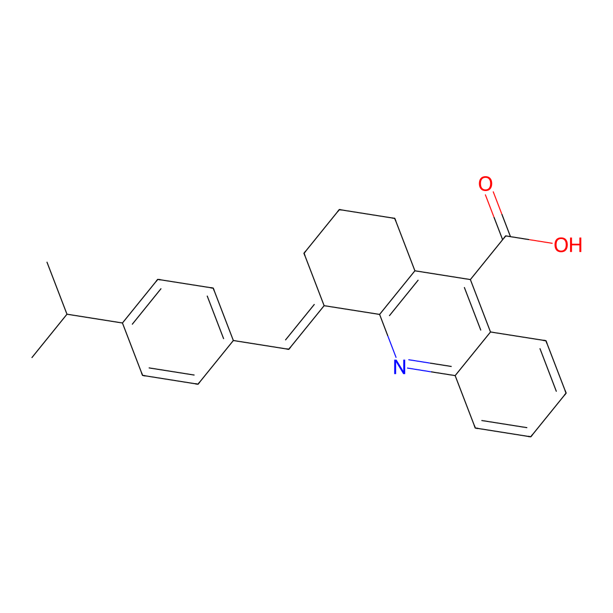 (Z)-4-(4-Isopropylbenzylidene)-1,2,3,4-tetrahydroacridine-9-carboxylic acid molecular structure, CAS 345988-06-9