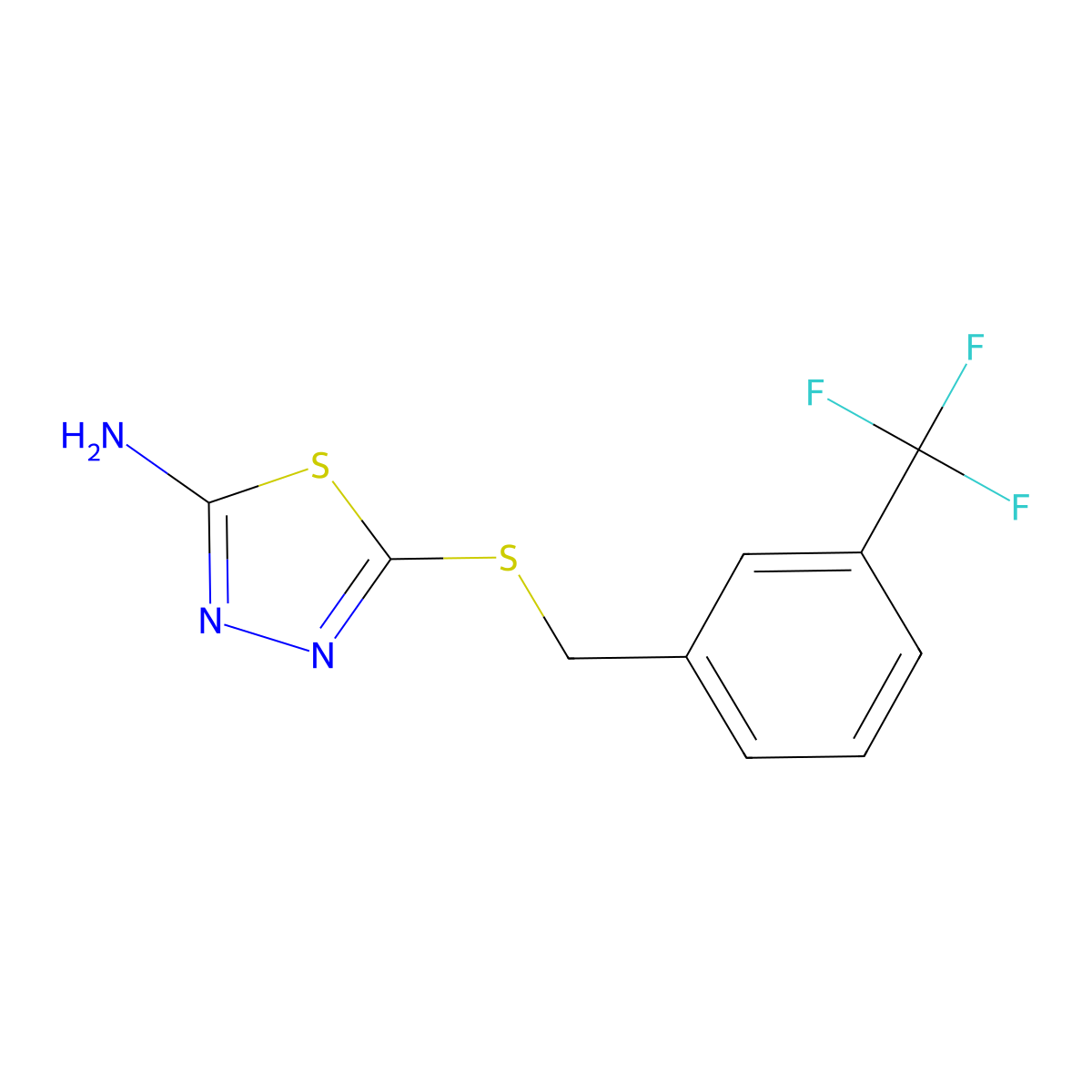 5-{[3-(Trifluoromethyl)benzyl]sulfanyl}-1,3,4-thiadiazol-2-amine molecular structure, CAS 345988-07-0