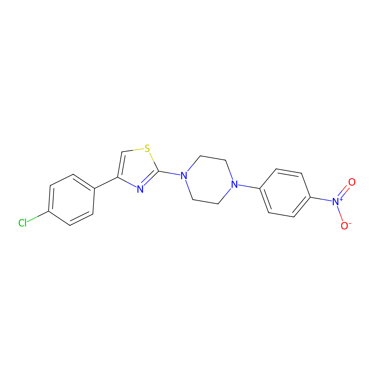 4-(4-Chlorophenyl)-2-[4-(4-nitrophenyl)piperazin-1-yl]-1,3-thiazole molecular structure, CAS 345988-16-1
