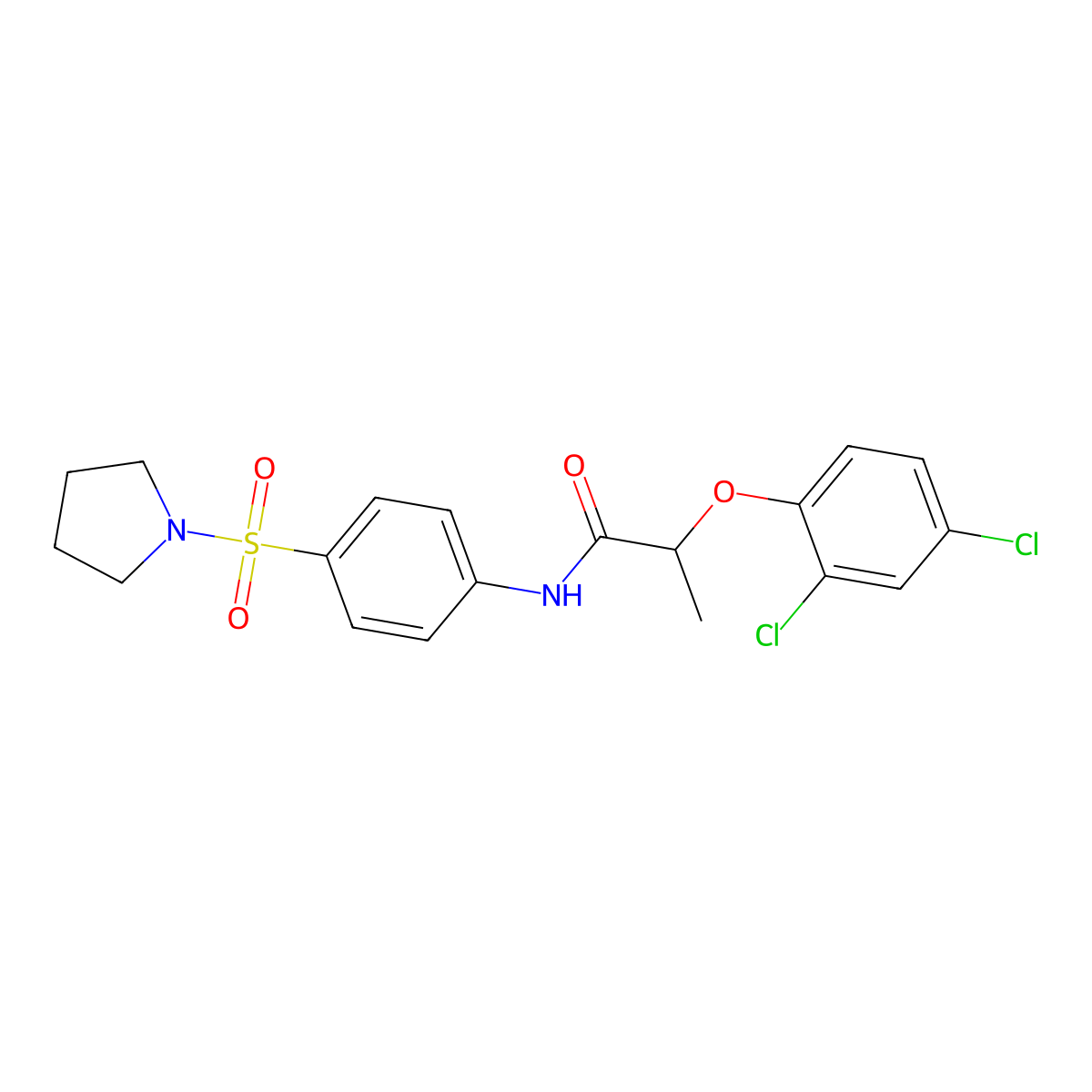 2-(2,4-dichlorophenoxy)-N-[4-(1-pyrrolidinylsulfonyl)phenyl]propanamide molecular structure, CAS 345988-29-6