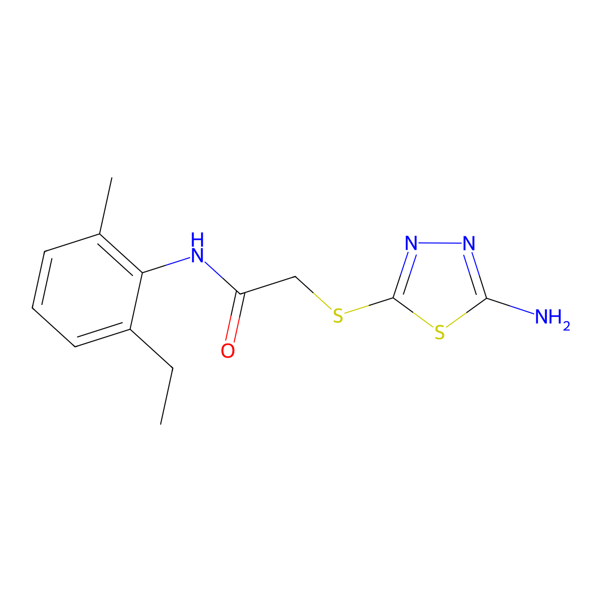 2-[(5-amino-1,3,4-thiadiazol-2-yl)sulfanyl]-N-(2-ethyl-6-methylphenyl)acetamide molecular structure, CAS 345988-62-7